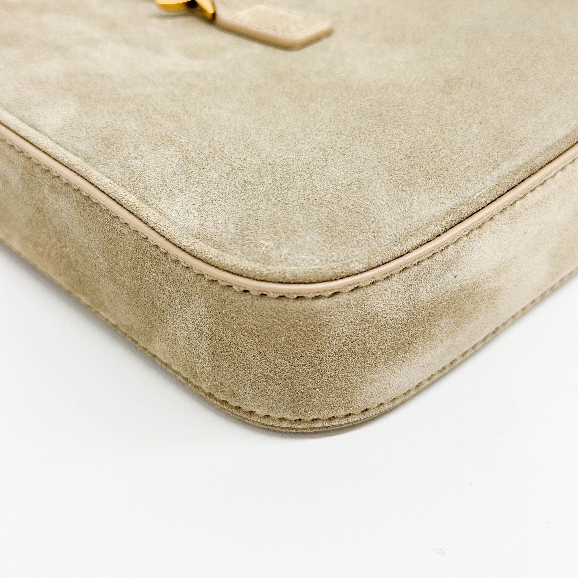 Mini Vertical Elephant Gray Suede Shoulder Bag