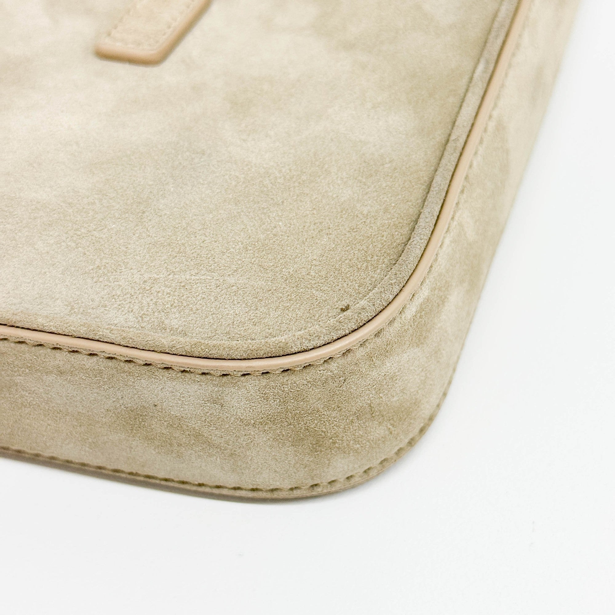 Mini Vertical Elephant Gray Suede Shoulder Bag