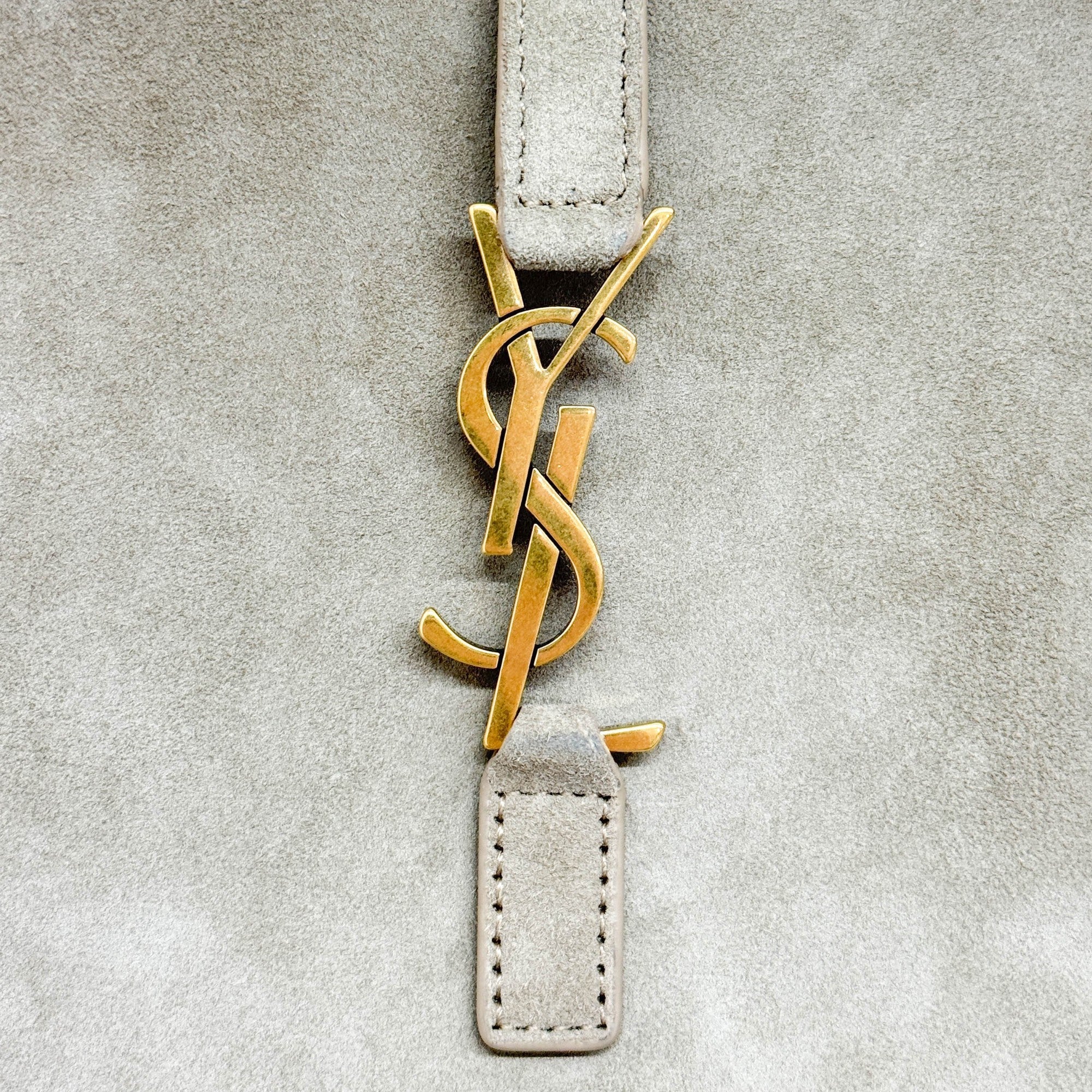 Mini Vertical Elephant Gray Suede Shoulder Bag