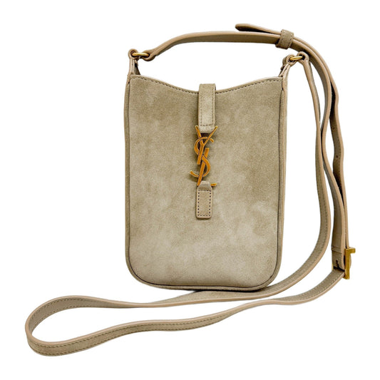 Mini Vertical Elephant Gray Suede Shoulder Bag