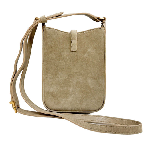 Mini Vertical Elephant Gray Suede Shoulder Bag