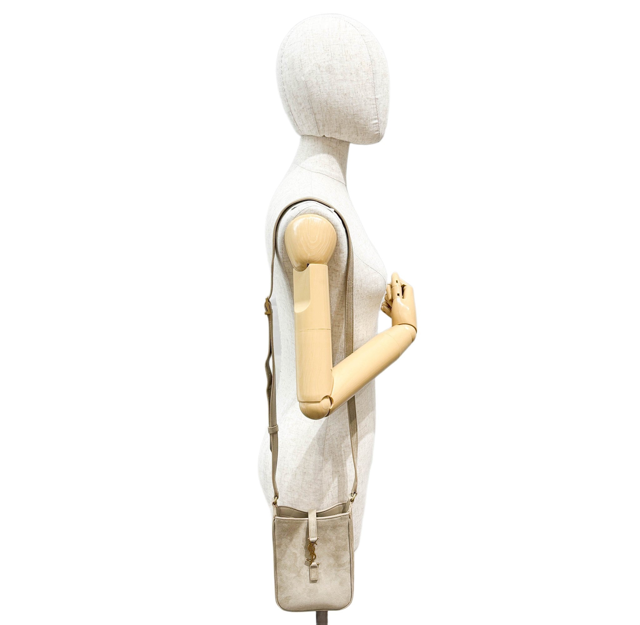 Mini Vertical Elephant Gray Suede Shoulder Bag