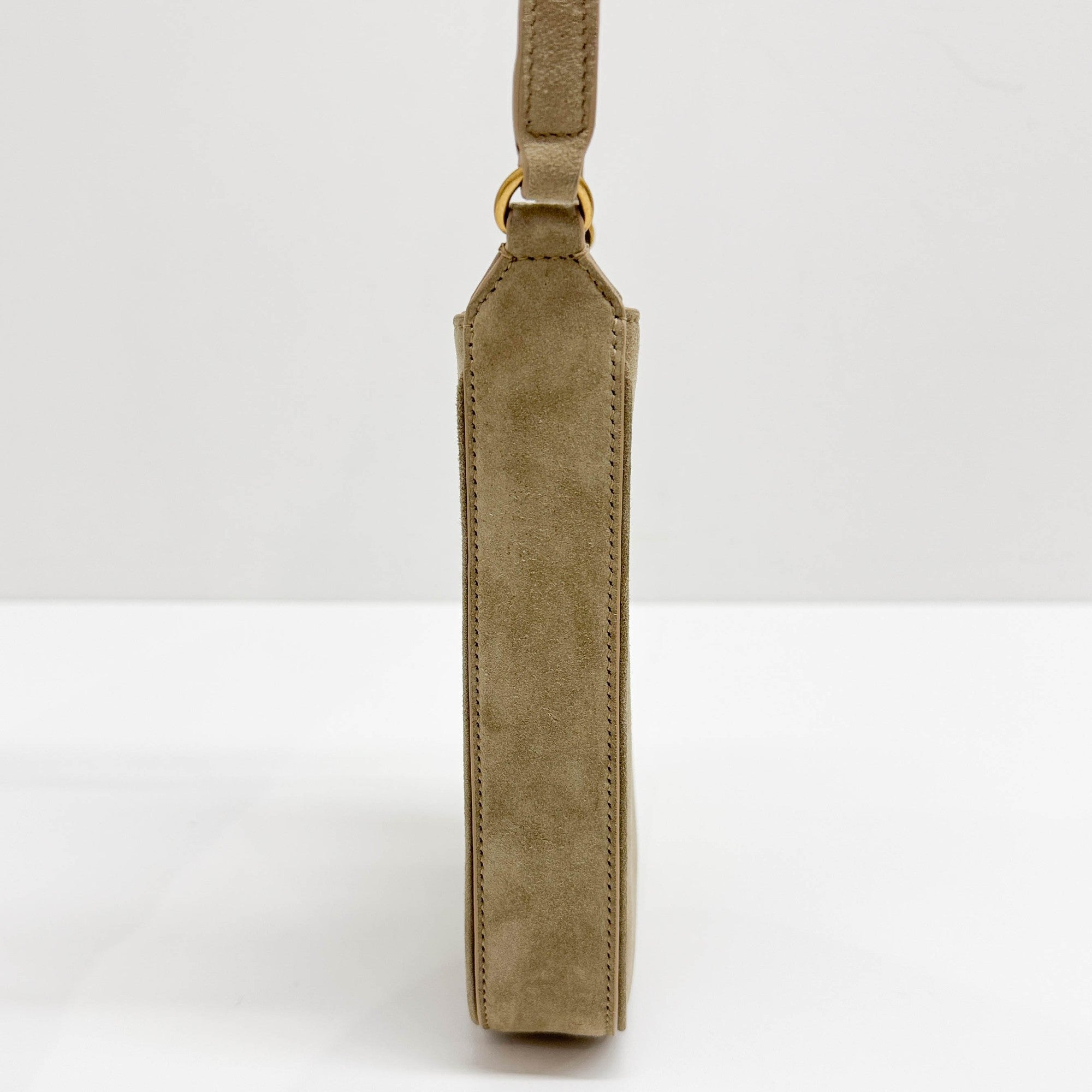 Mini Vertical Elephant Gray Suede Shoulder Bag