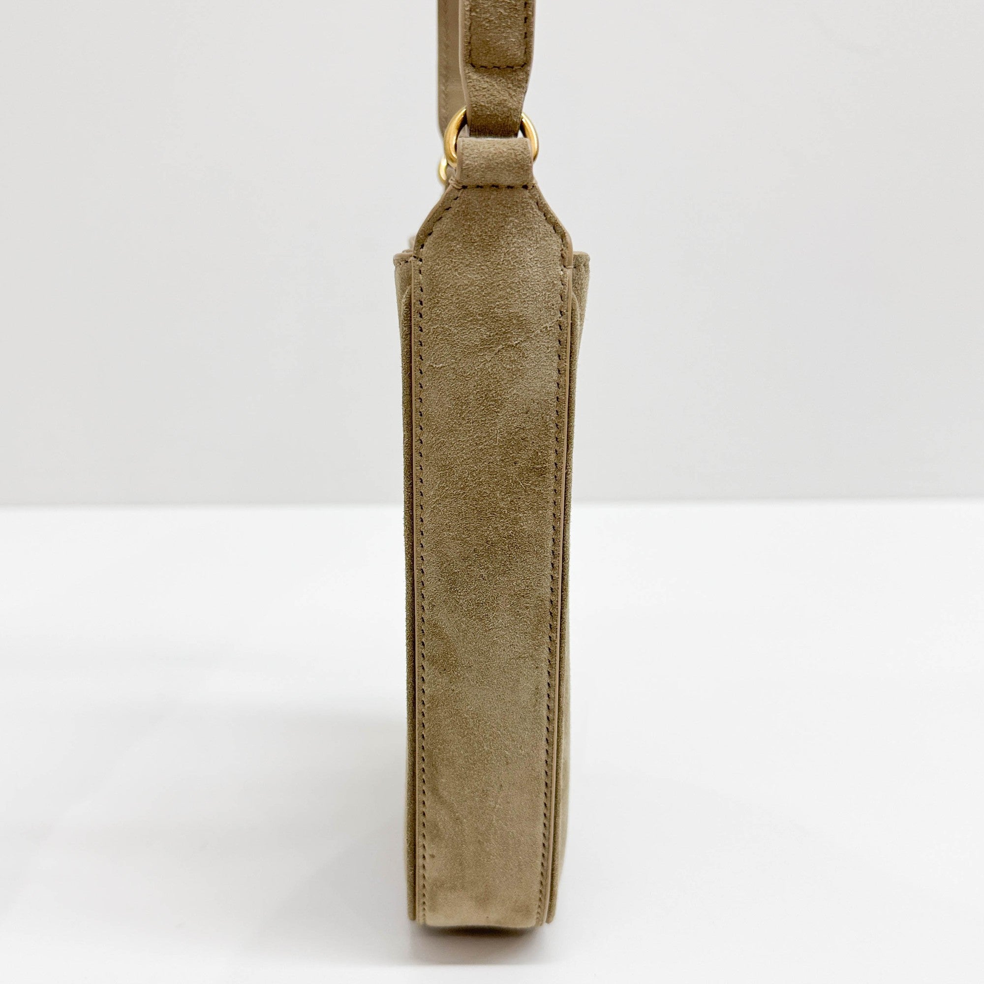 Mini Vertical Elephant Gray Suede Shoulder Bag