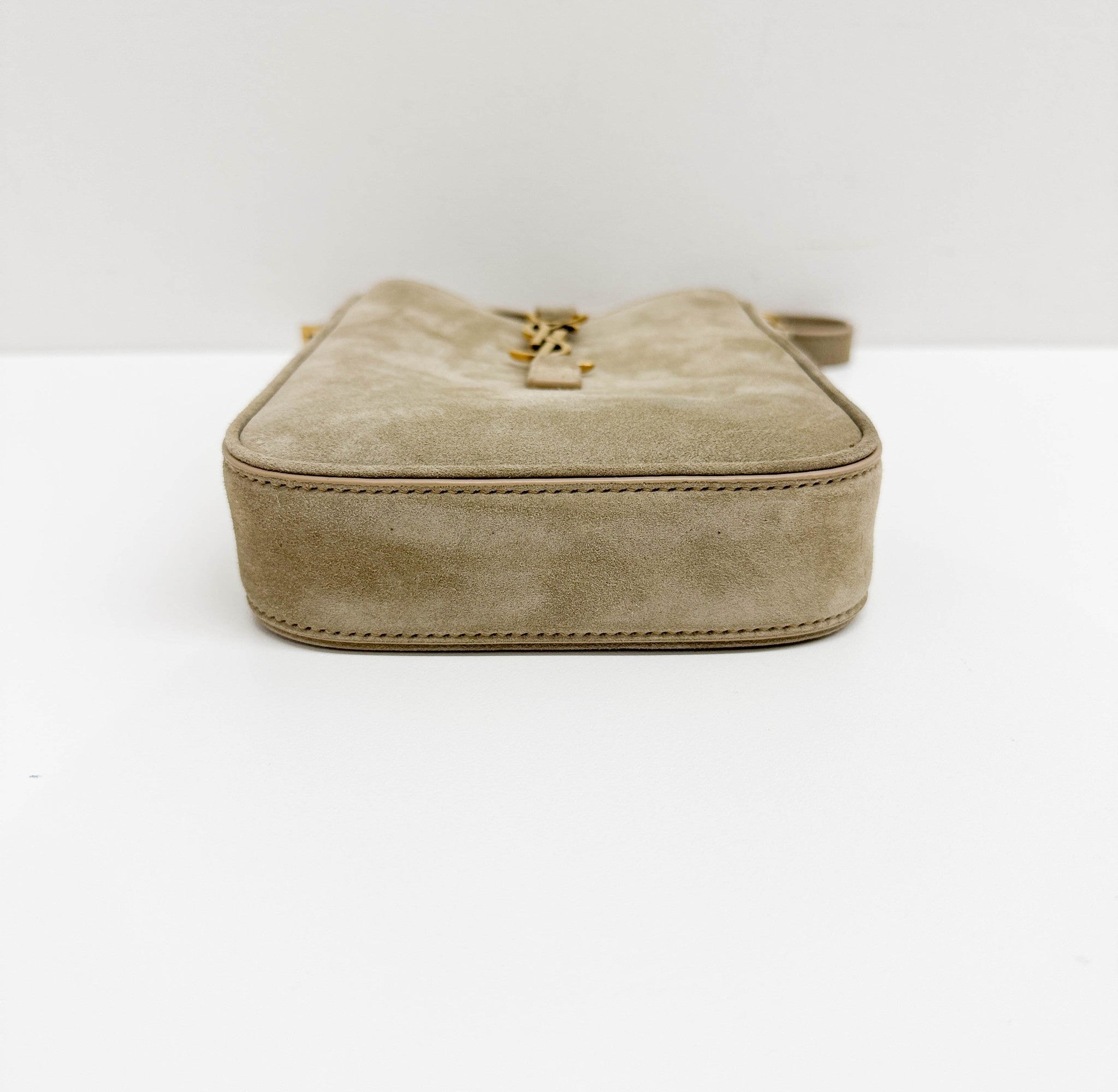 Mini Vertical Elephant Gray Suede Shoulder Bag