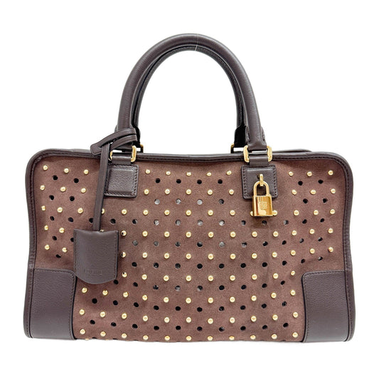 Amazona Studded Brown Suede Hand Bag