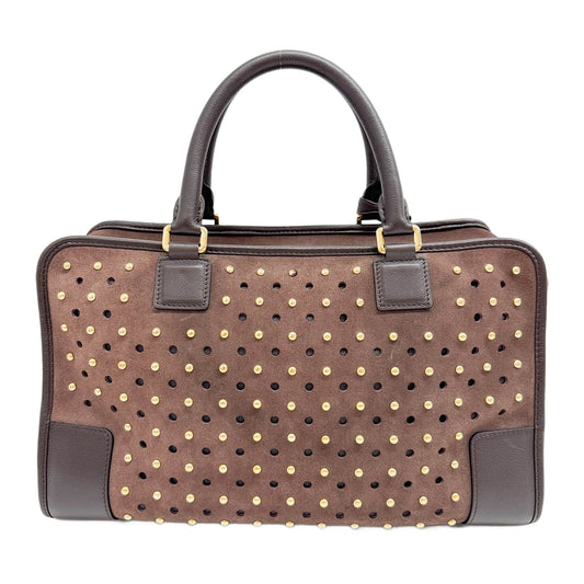 Amazona Studded Brown Suede Hand Bag