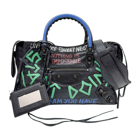 The City Motocross Classic Graffiti Black Leather Two-Way Bag