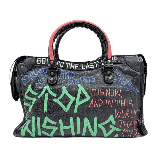 The City Motocross Classic Graffiti Black Leather Two-Way Bag