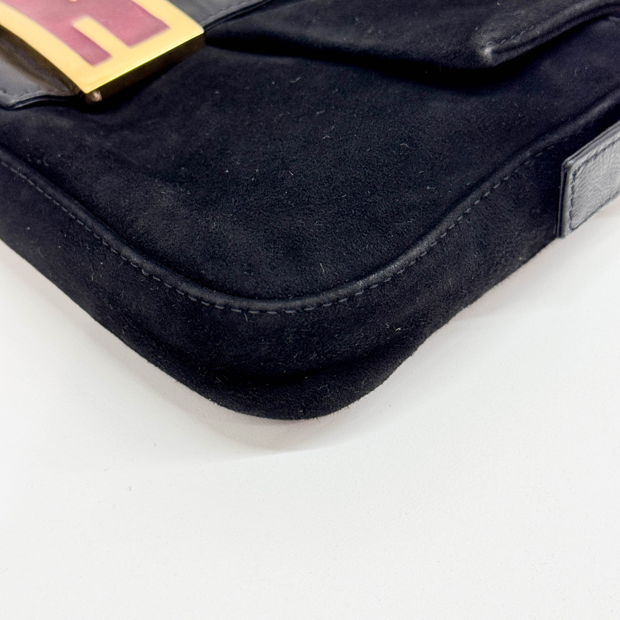 Baguette Black Suede Shoulder Bag