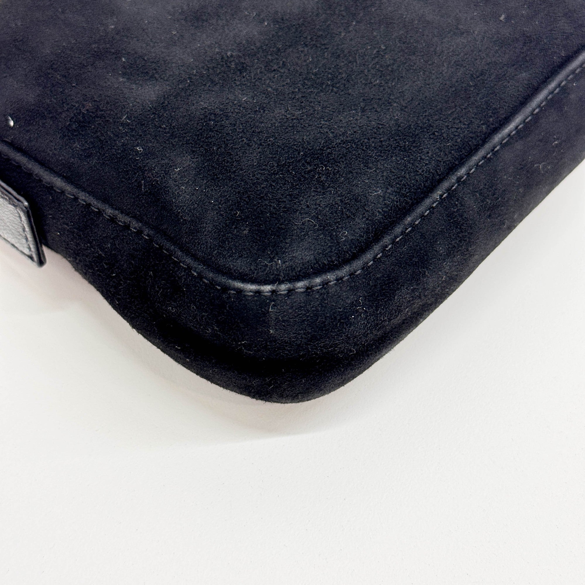 Baguette Black Suede Shoulder Bag