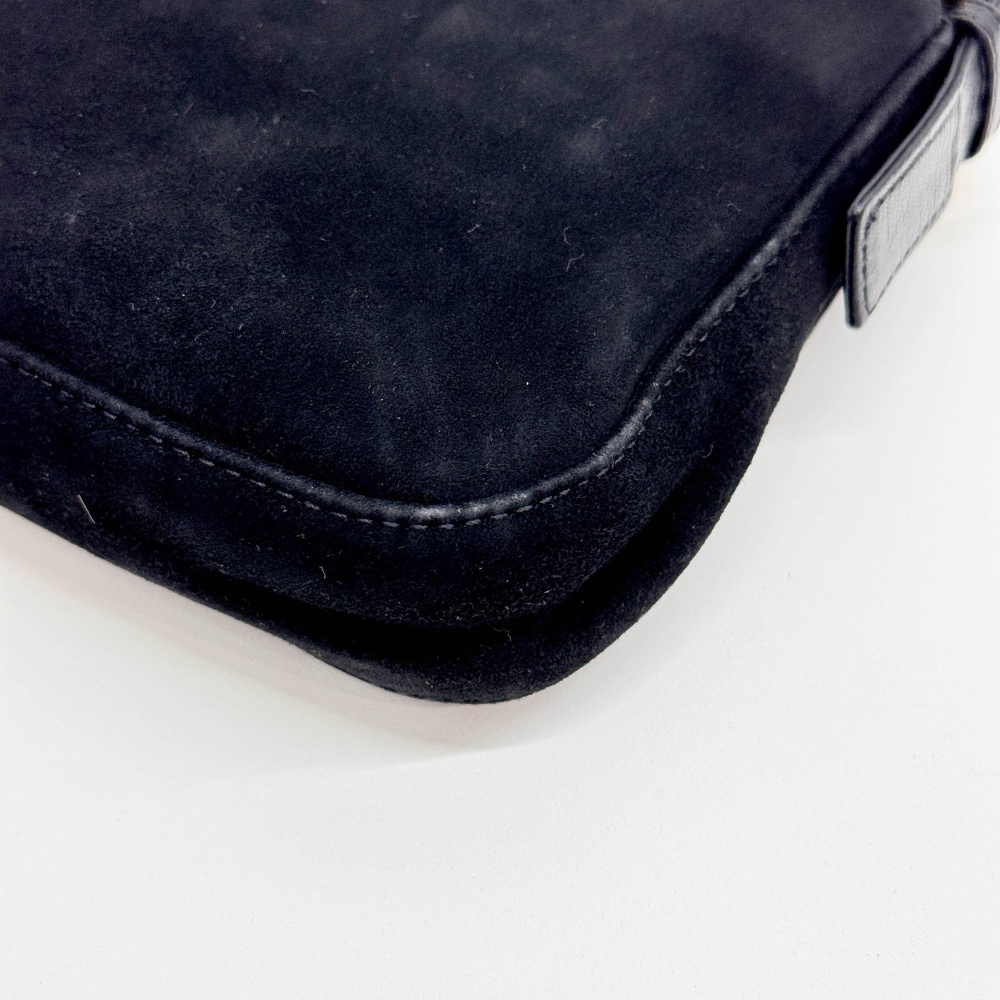 Baguette Black Suede Shoulder Bag