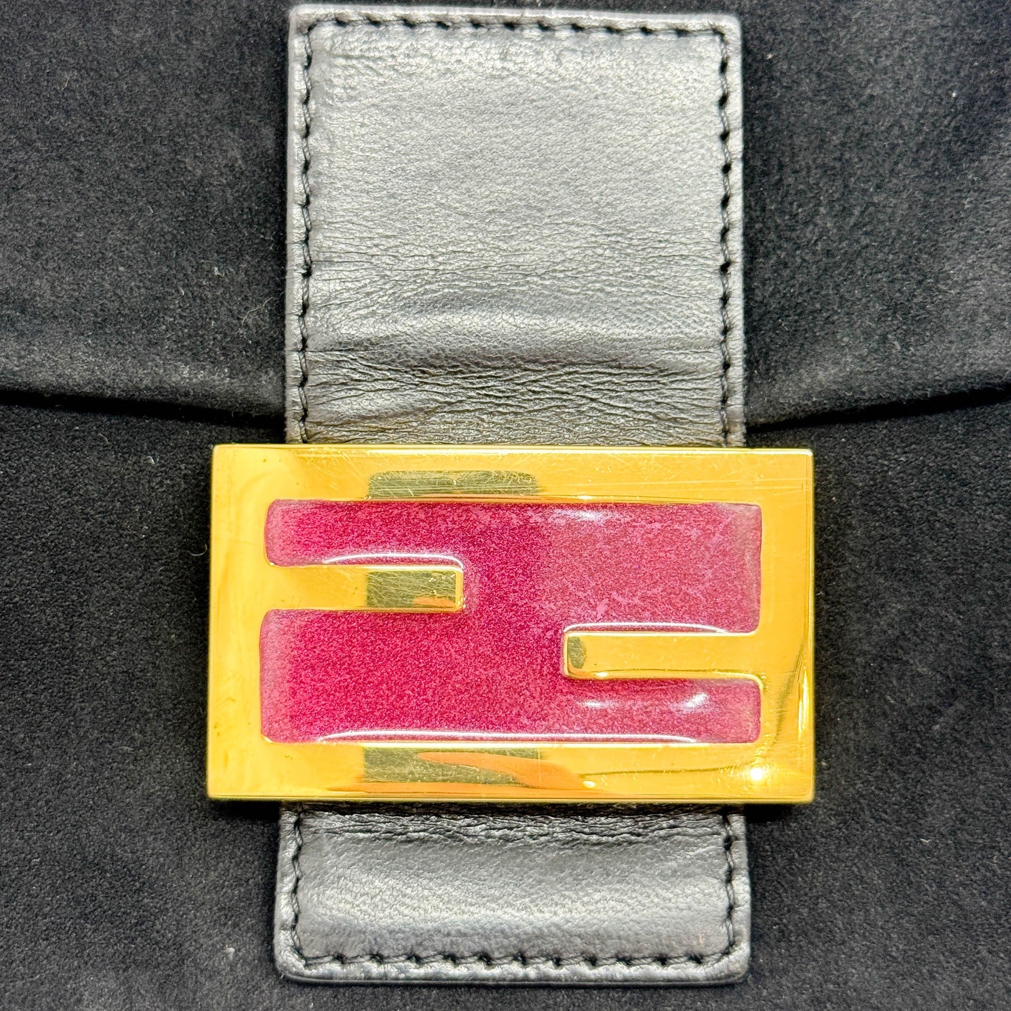 Baguette Black Suede Shoulder Bag