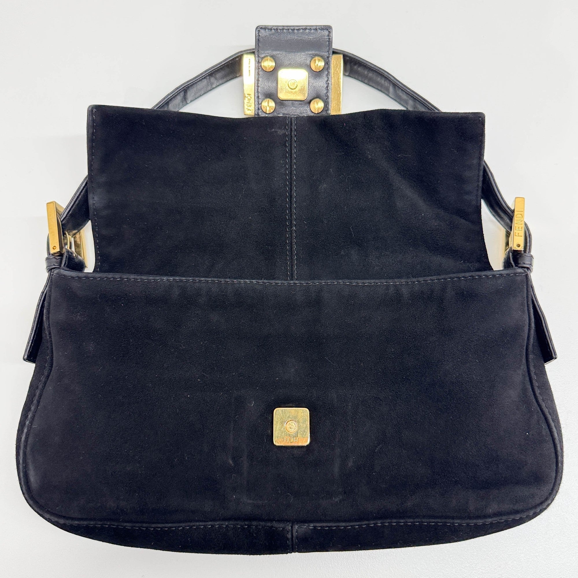 Baguette Black Suede Shoulder Bag