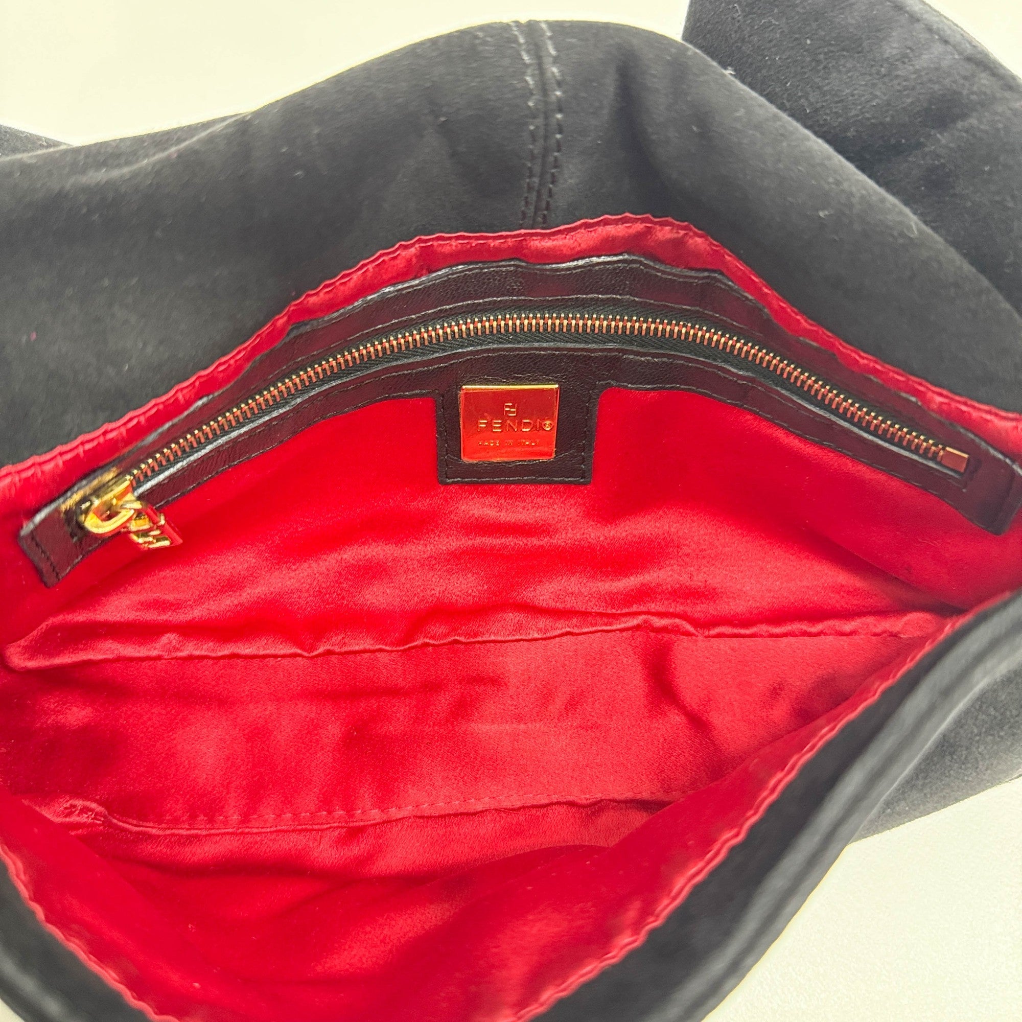 Baguette Black Suede Shoulder Bag