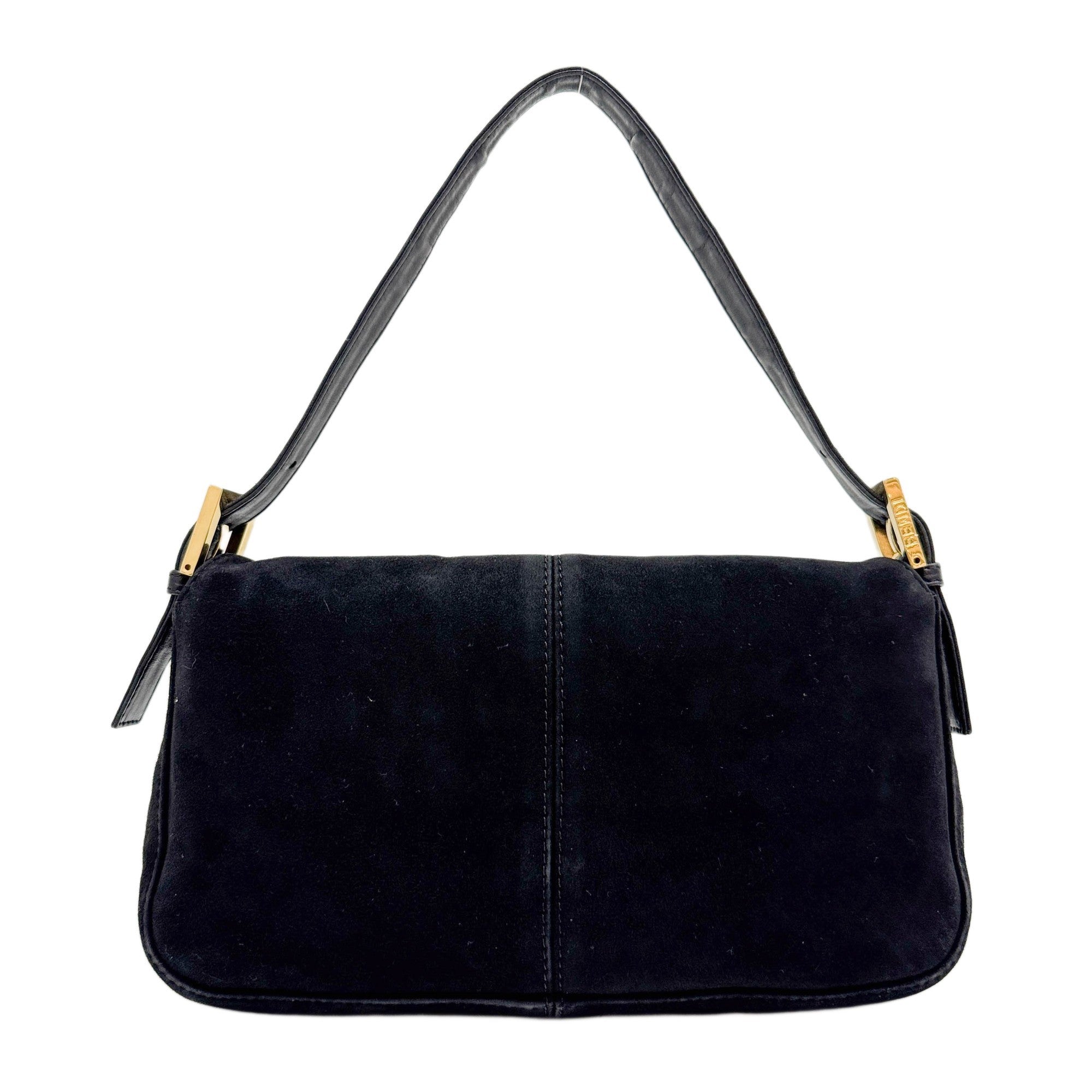 Baguette Black Suede Shoulder Bag