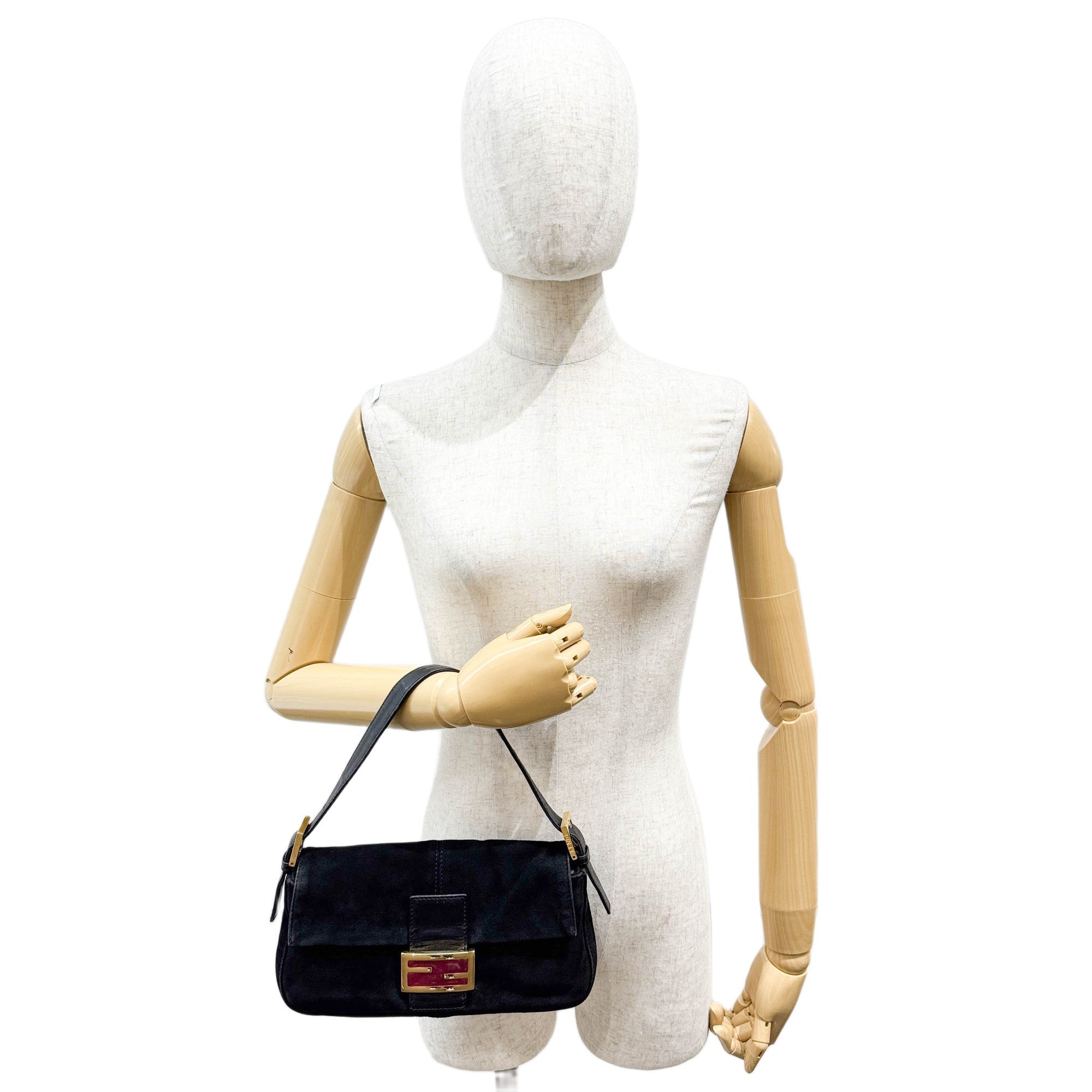 Baguette Black Suede Shoulder Bag