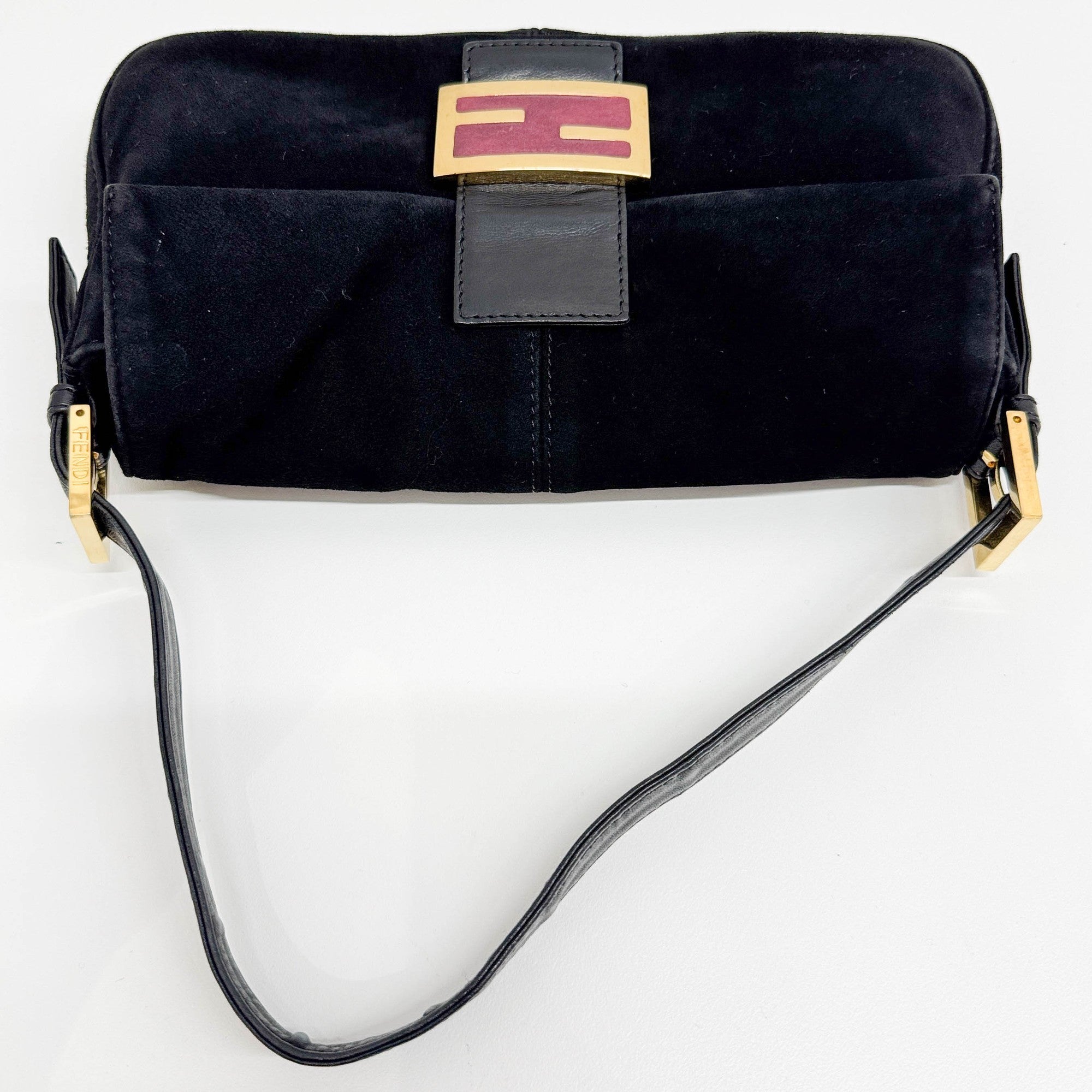 Baguette Black Suede Shoulder Bag