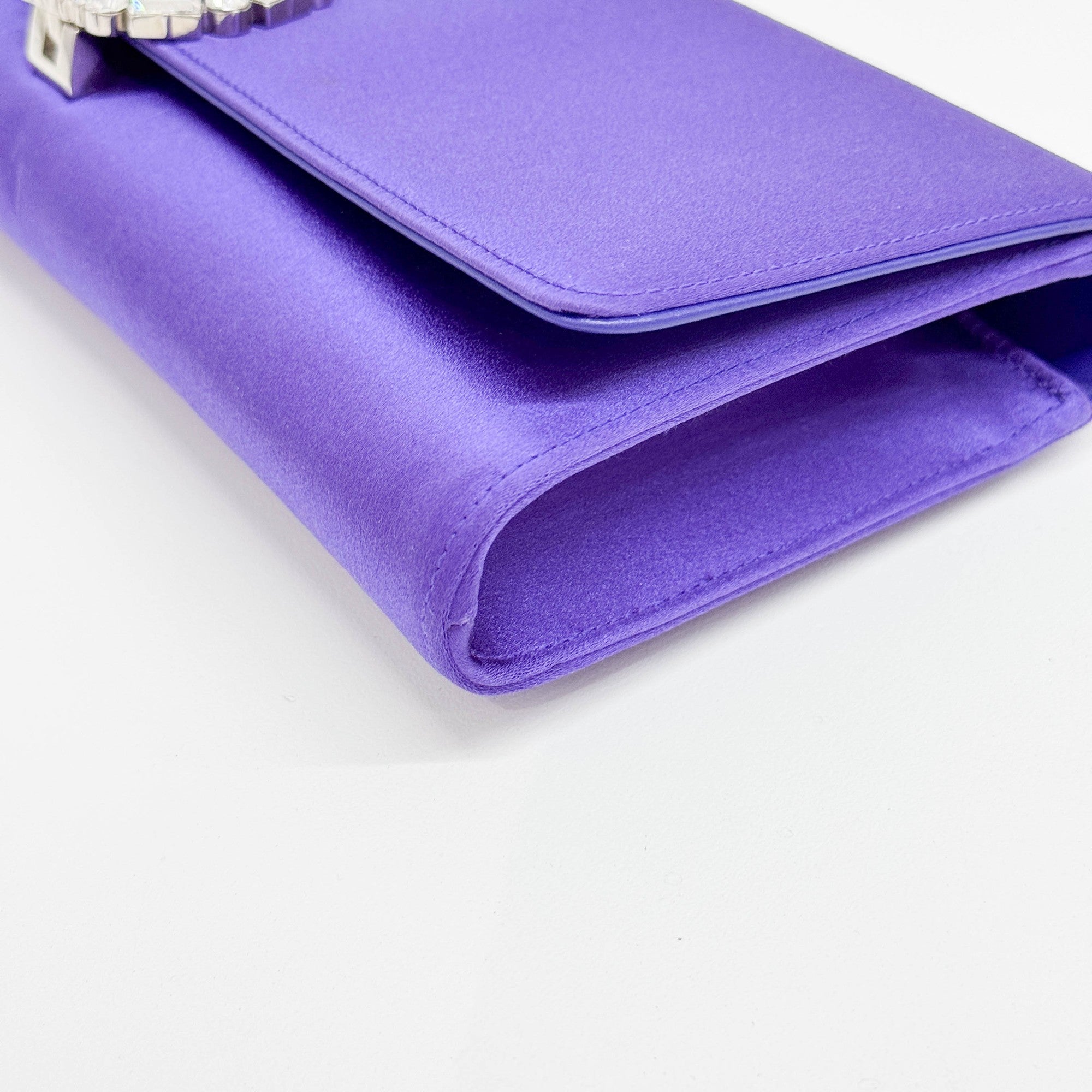 Rhinestone Violet Satin Clutch Bag