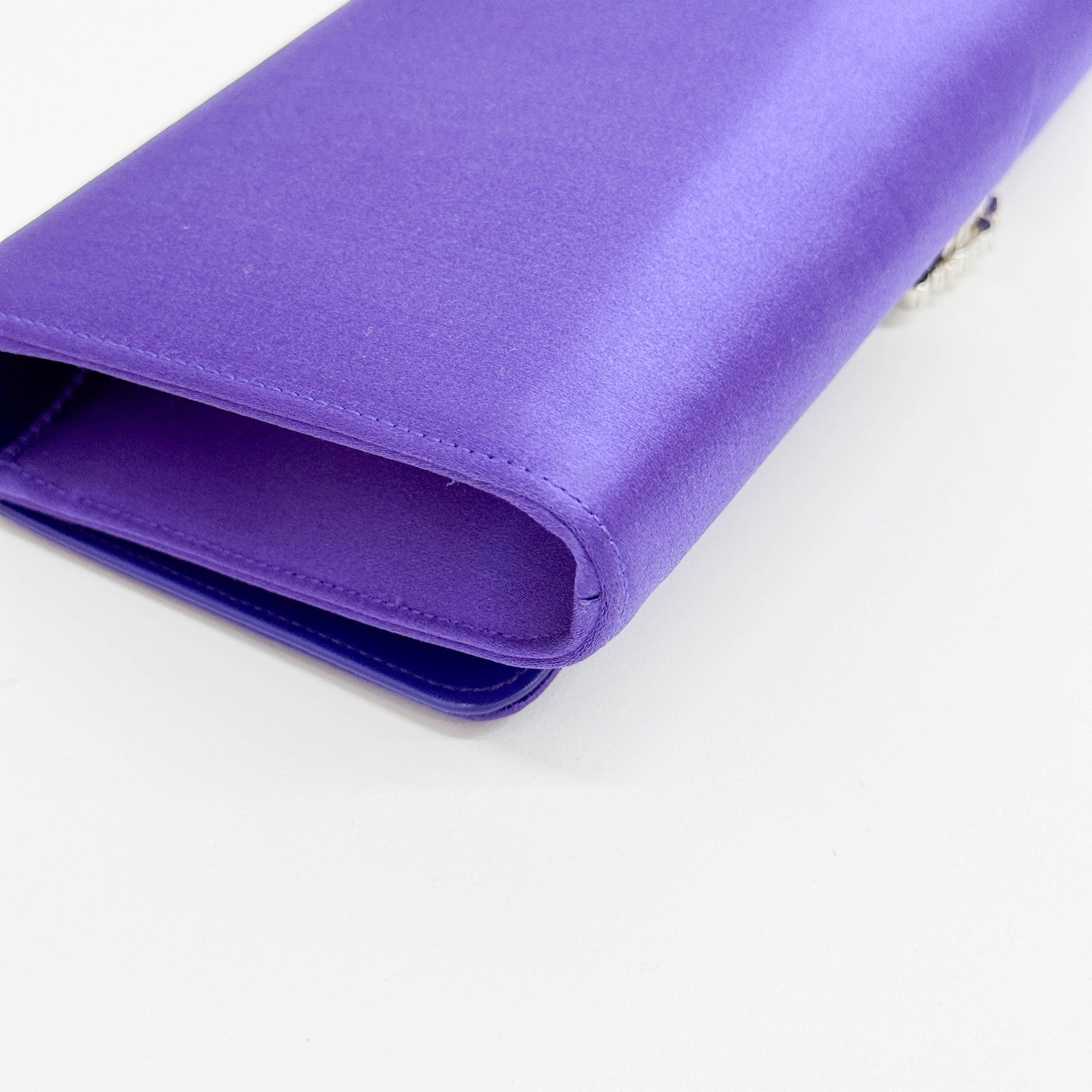 Rhinestone Violet Satin Clutch Bag