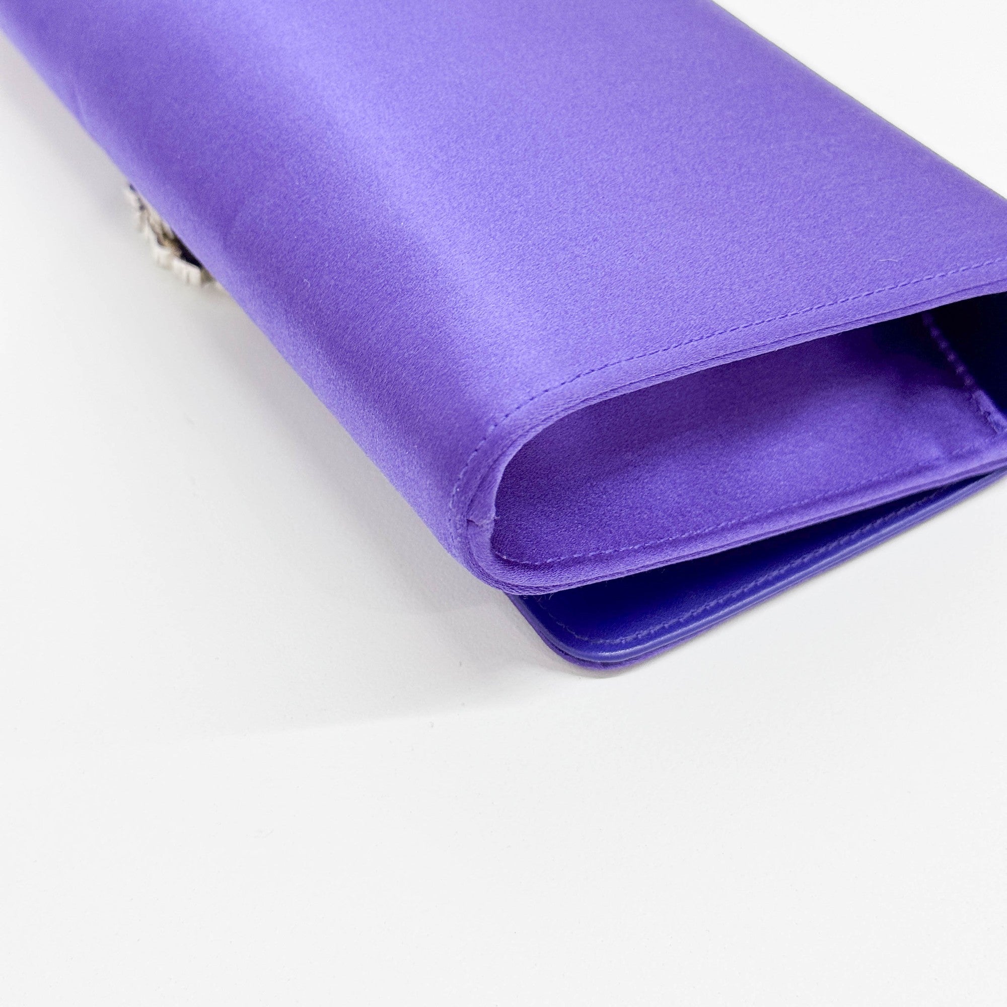 Rhinestone Violet Satin Clutch Bag