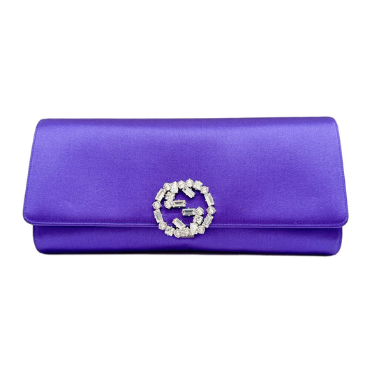 Rhinestone Violet Satin Clutch Bag