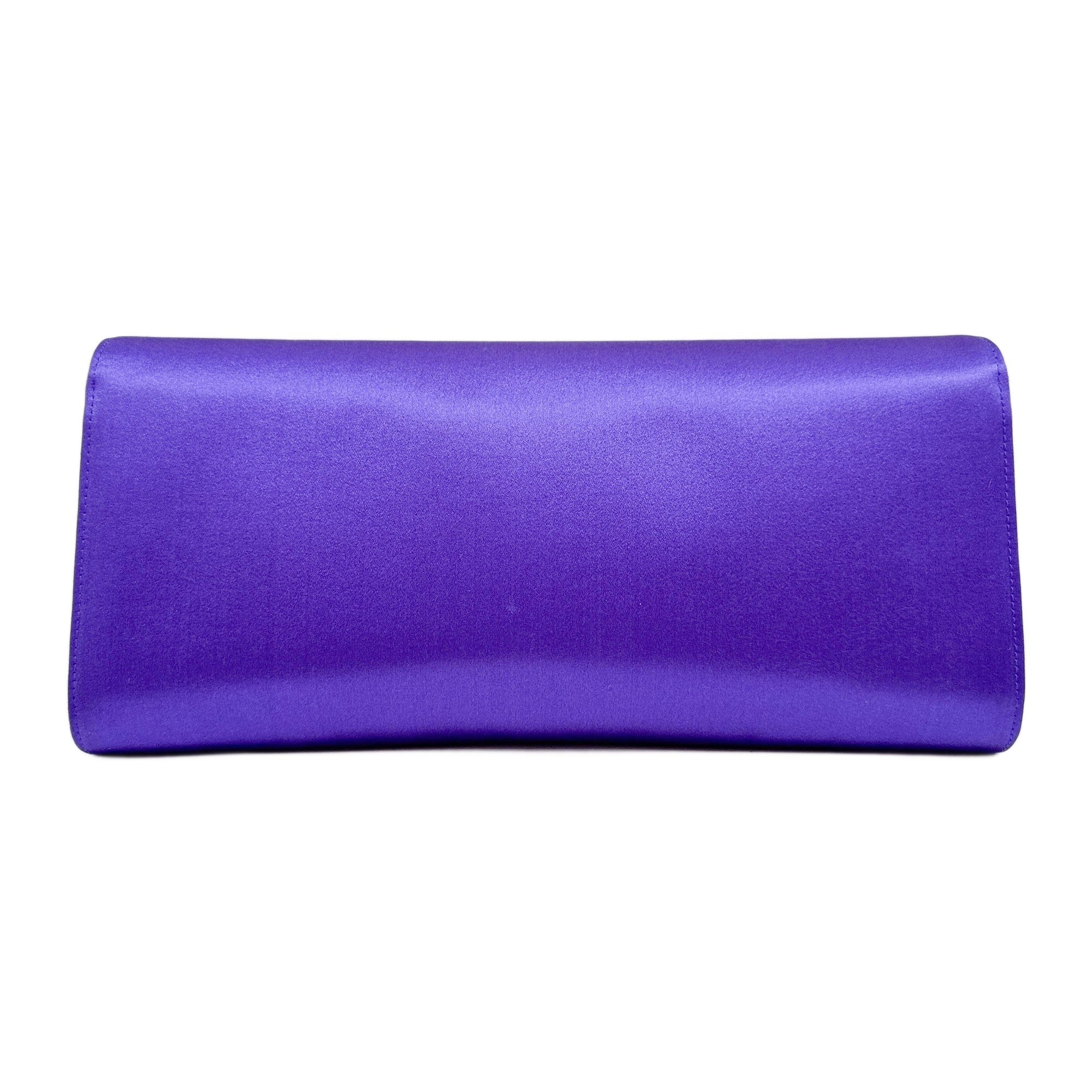 Rhinestone Violet Satin Clutch Bag