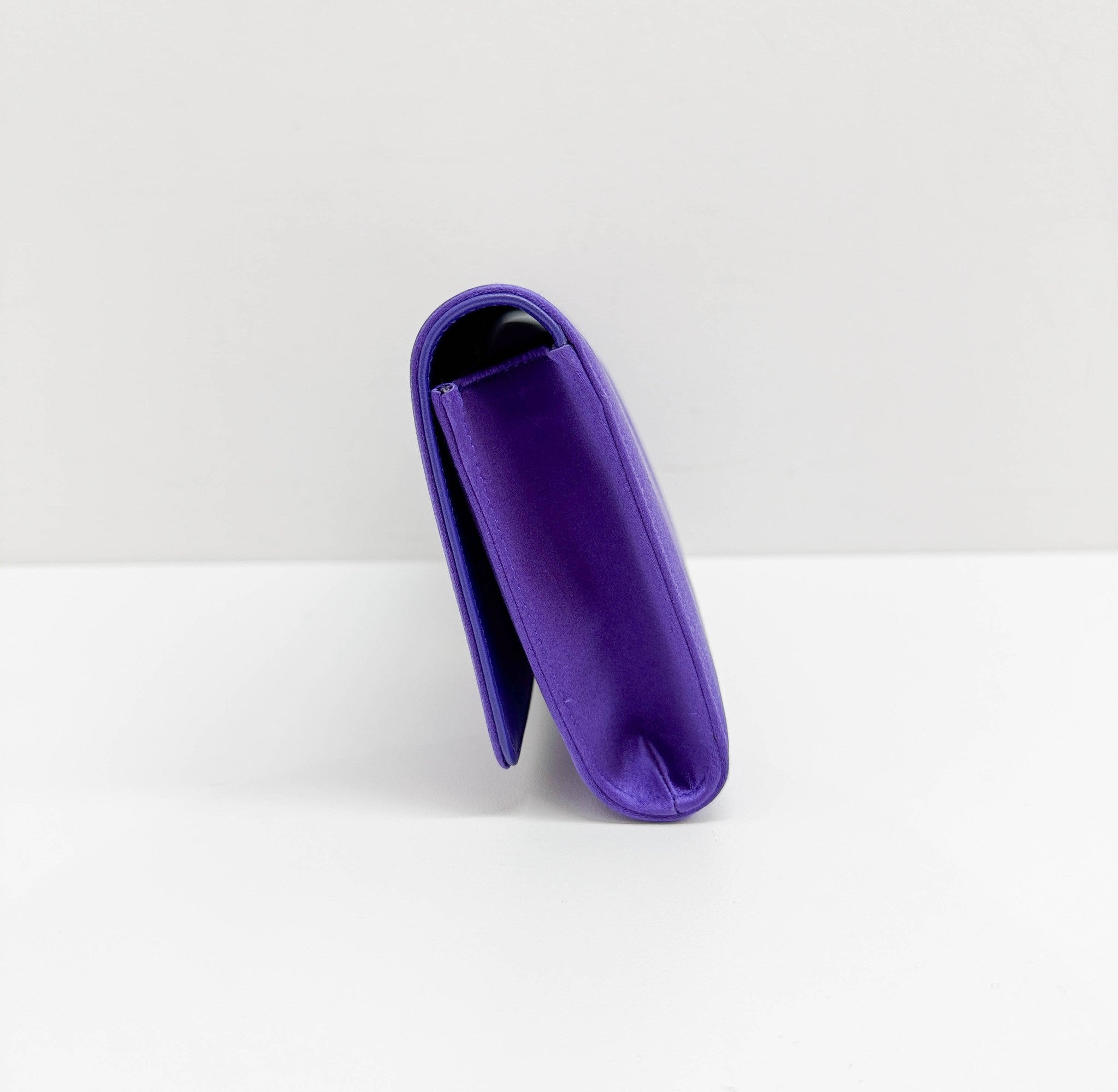 Rhinestone Violet Satin Clutch Bag