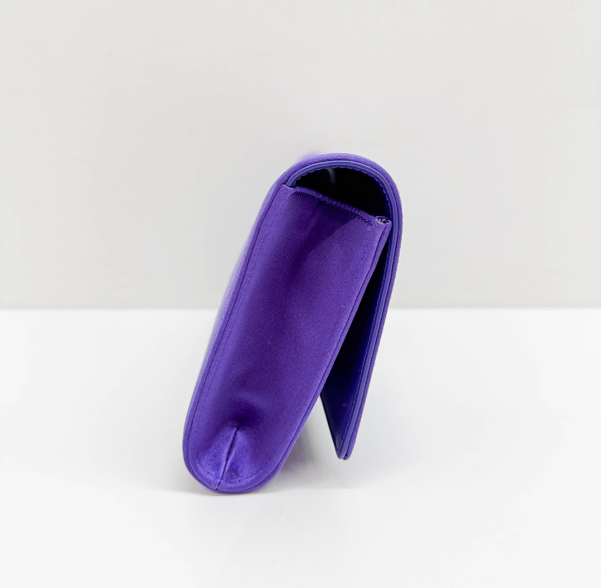 Rhinestone Violet Satin Clutch Bag