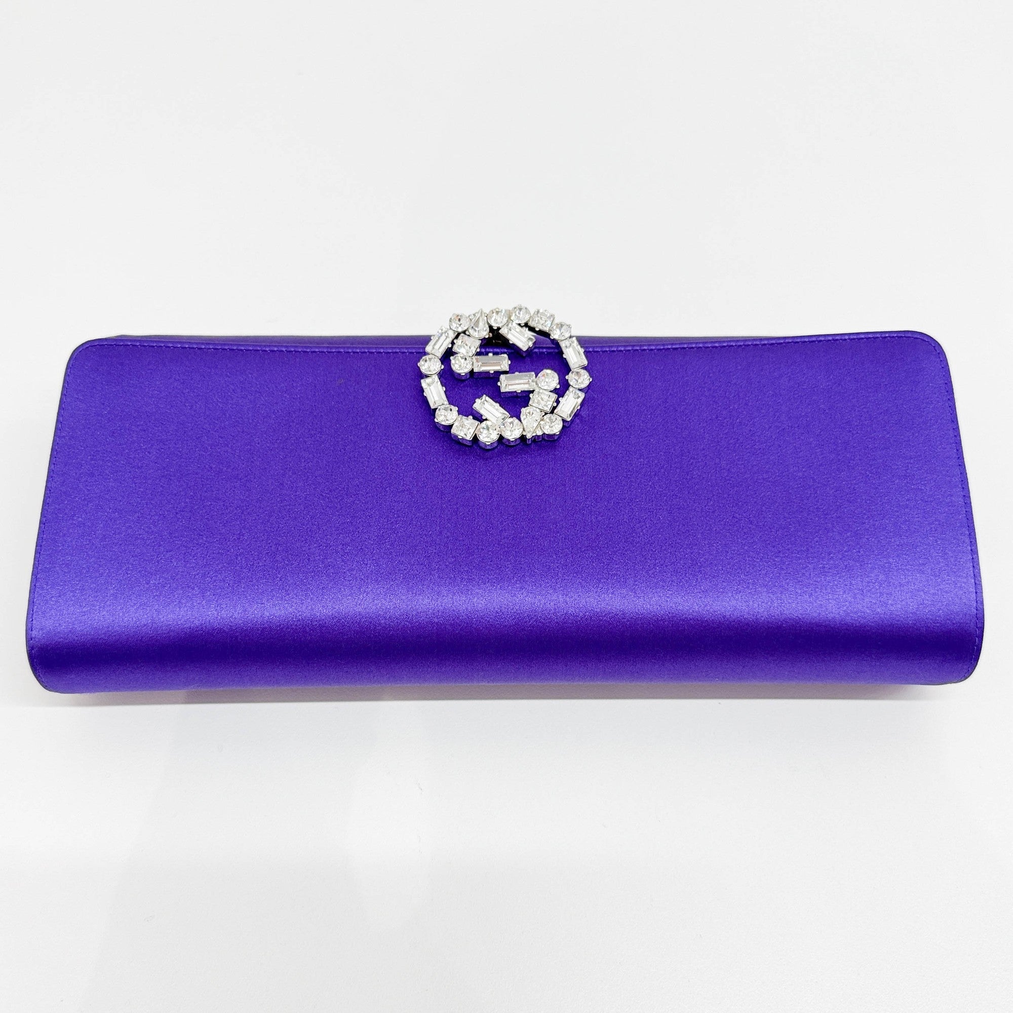 Rhinestone Violet Satin Clutch Bag