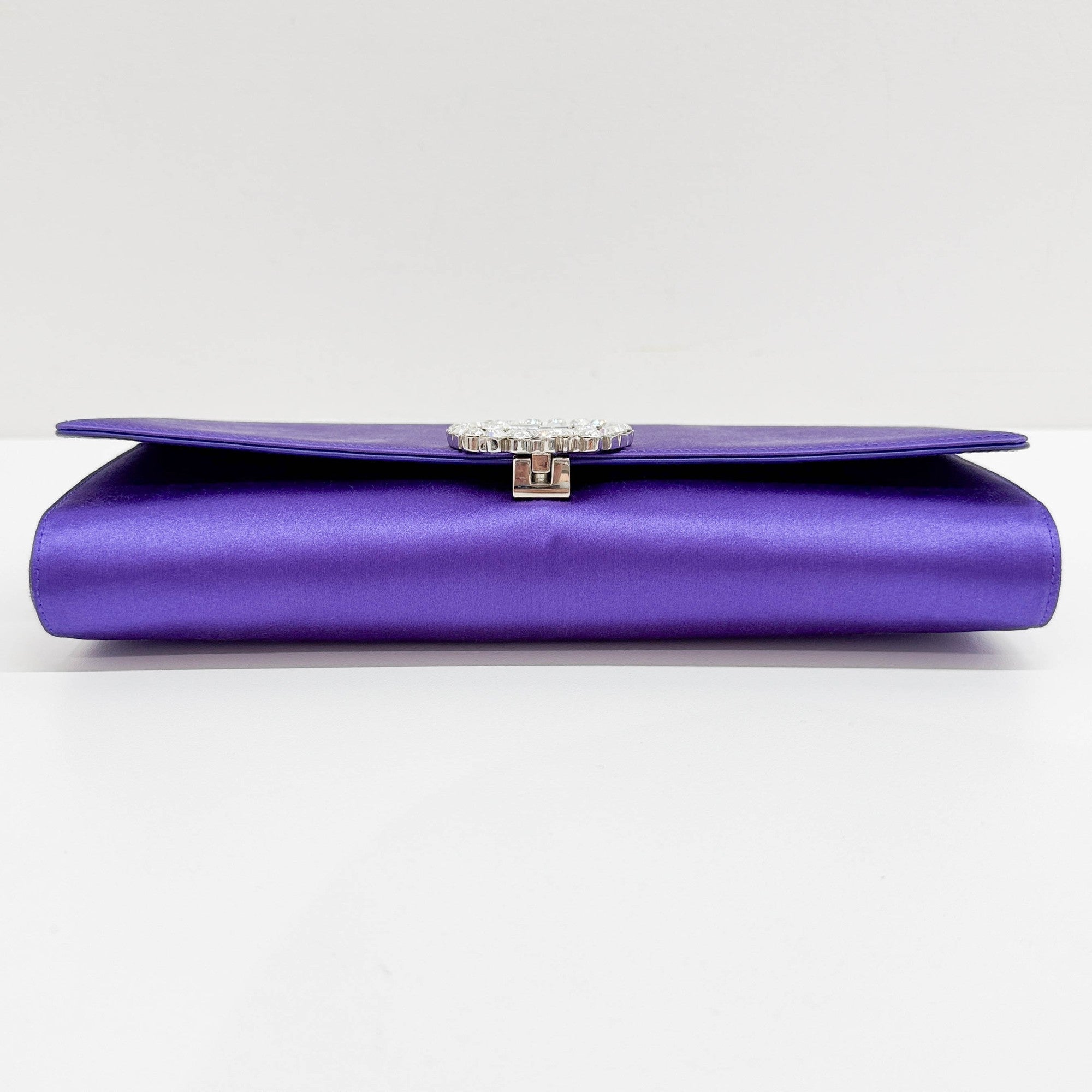 Rhinestone Violet Satin Clutch Bag