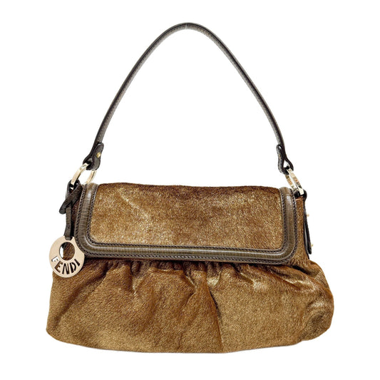 Chef Brown Sparkly Pony Hair Shoulder Bag