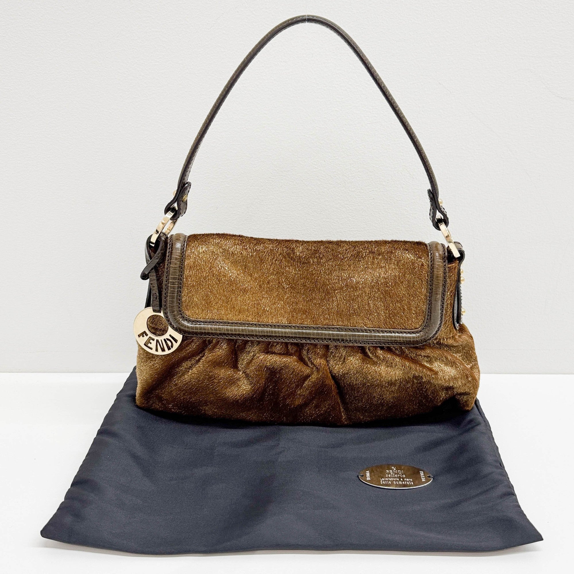 Chef Brown Sparkly Pony Hair Shoulder Bag