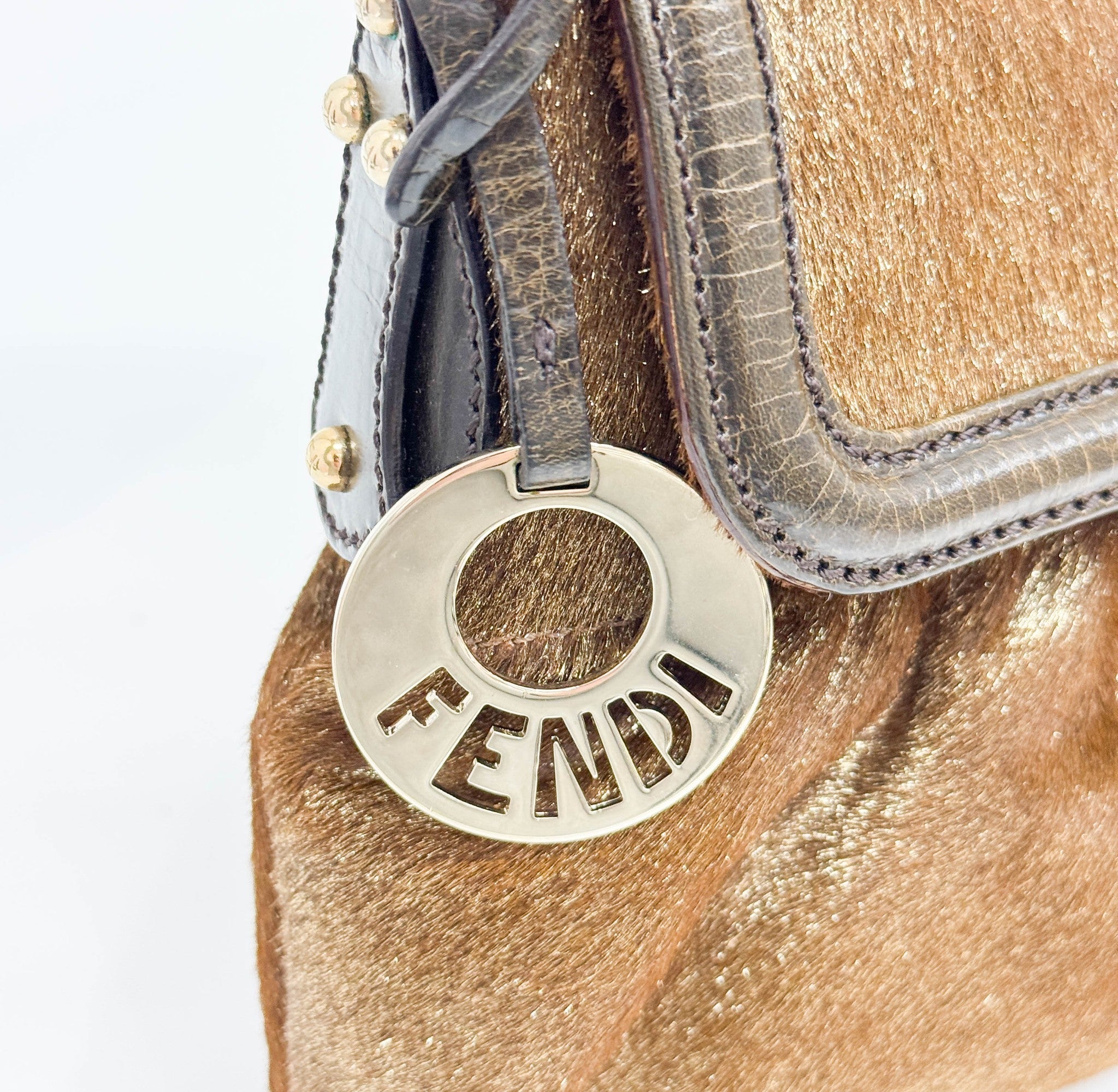 Chef Brown Sparkly Pony Hair Shoulder Bag