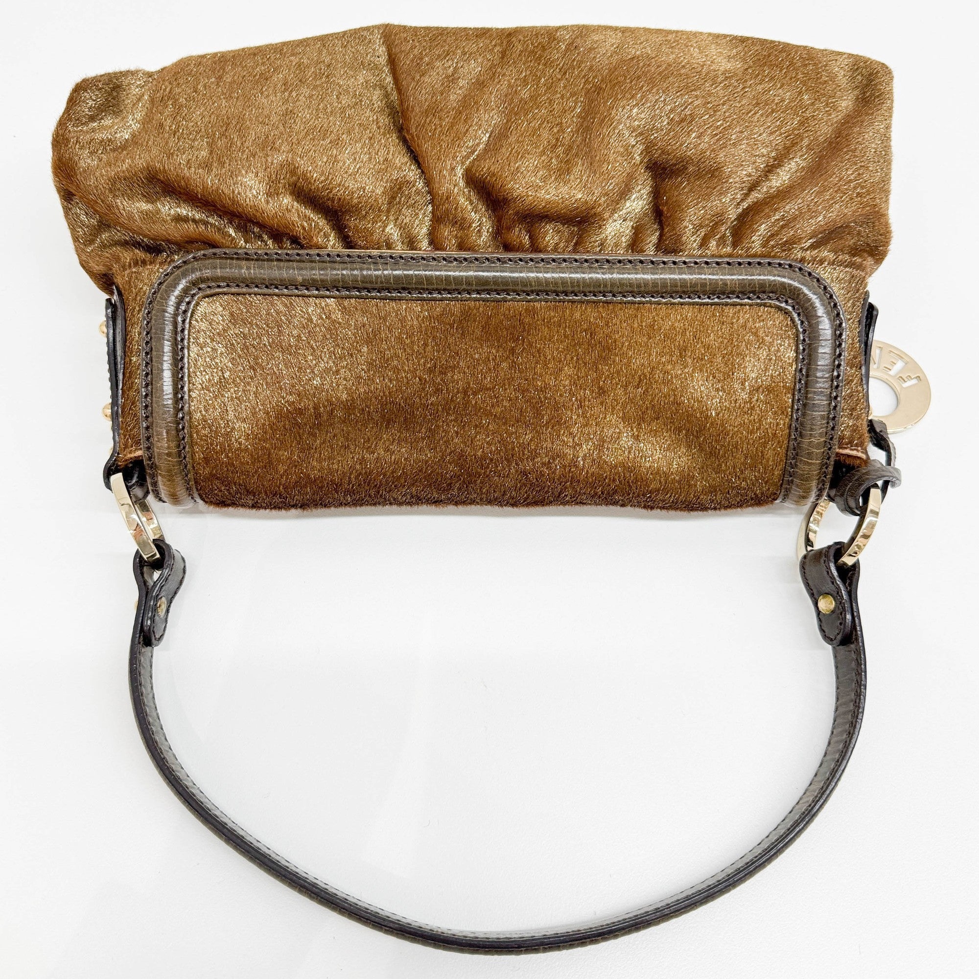 Chef Brown Sparkly Pony Hair Shoulder Bag