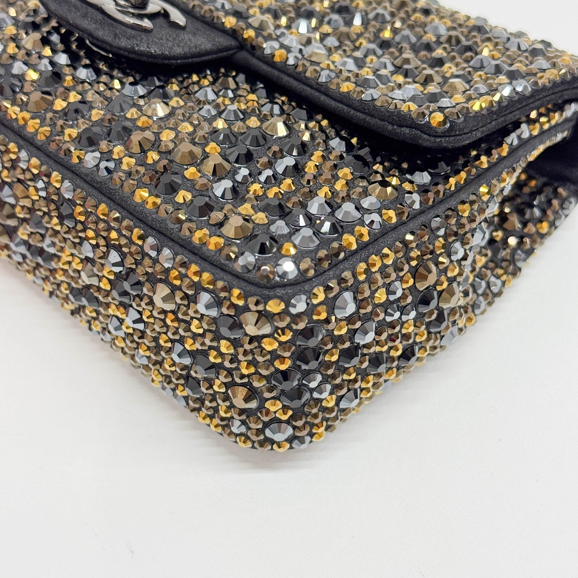 Mini Classic Flap Embellished Black Leather Shoulder Bag