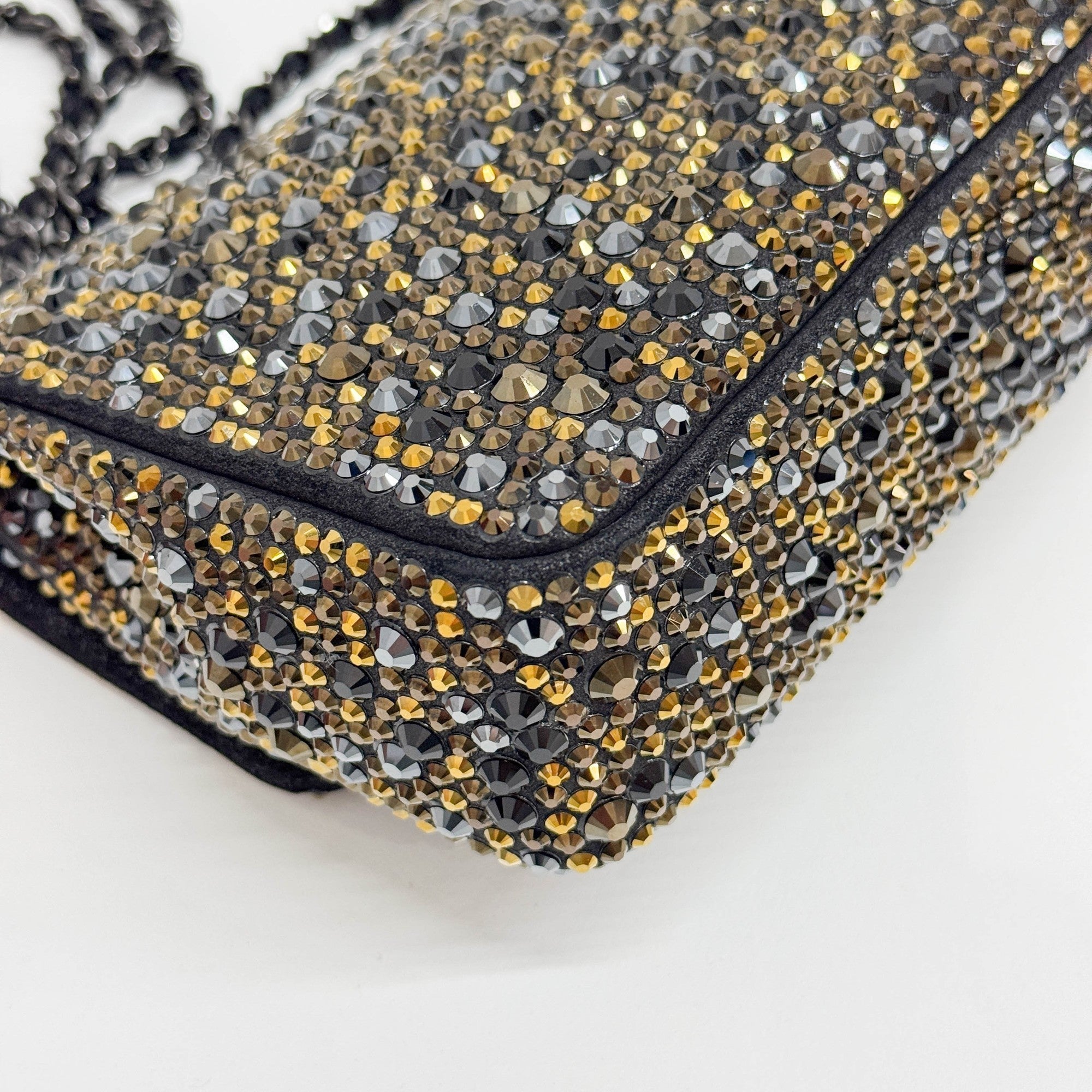 Mini Classic Flap Embellished Black Leather Shoulder Bag