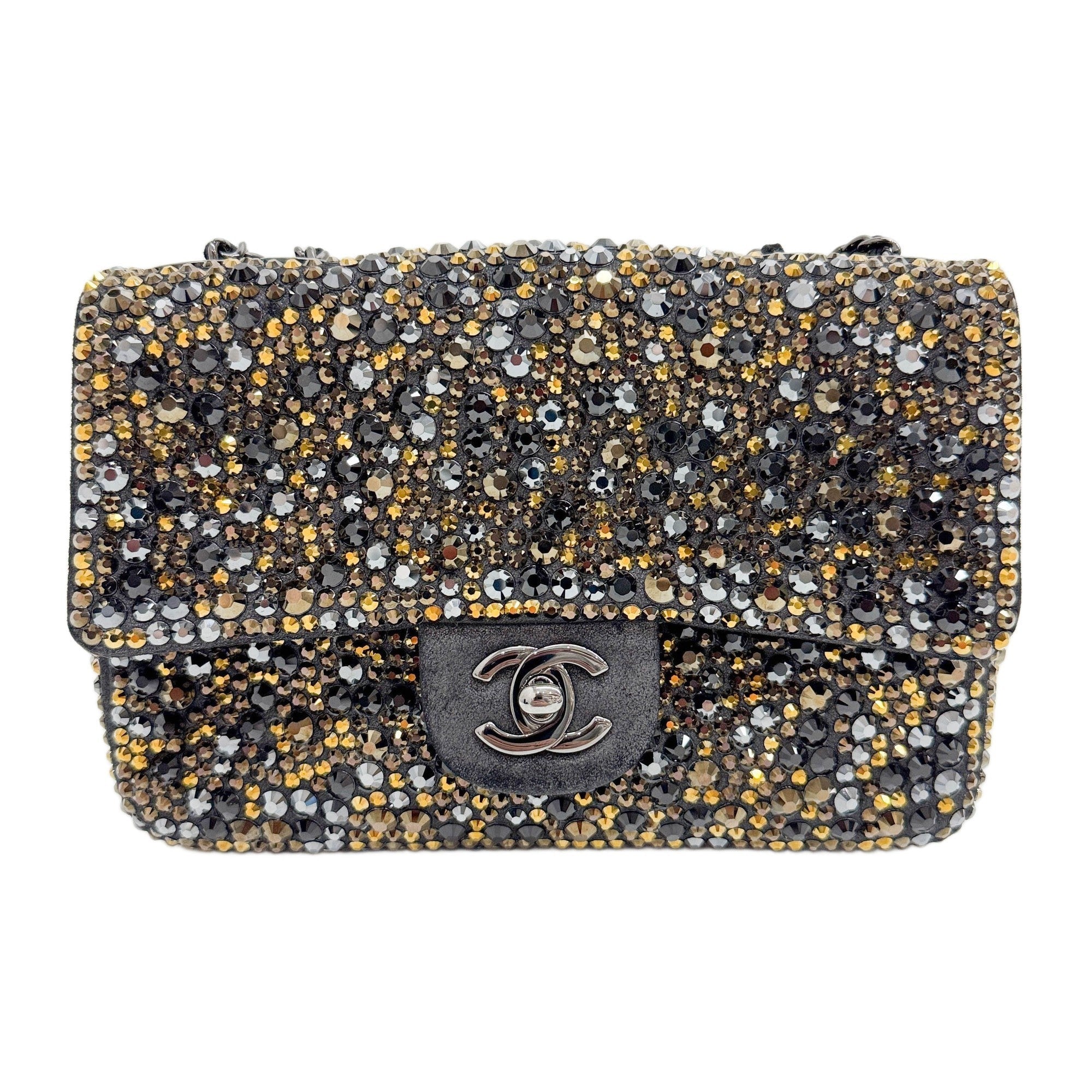 Mini Classic Flap Embellished Black Leather Shoulder Bag