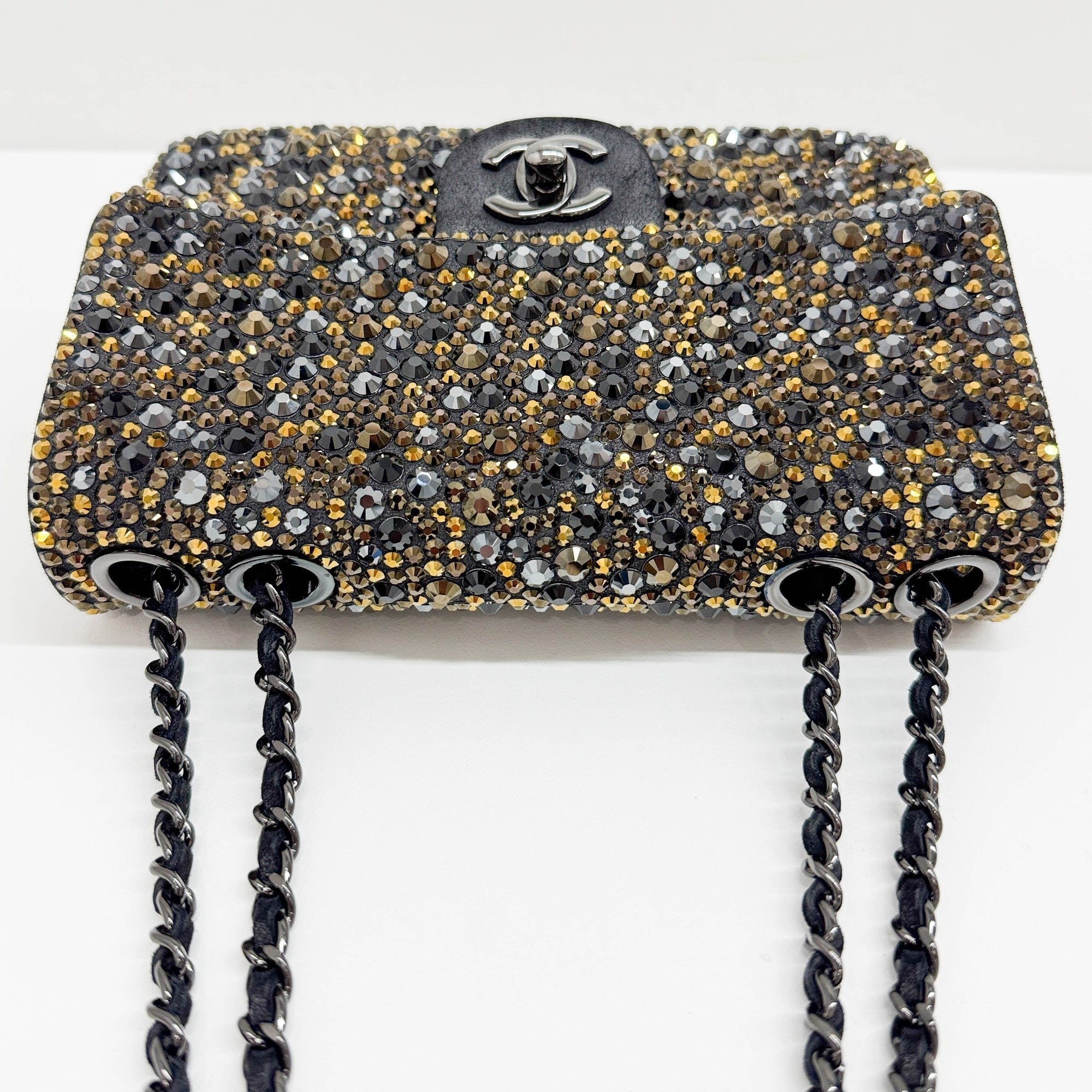 Mini Classic Flap Embellished Black Leather Shoulder Bag