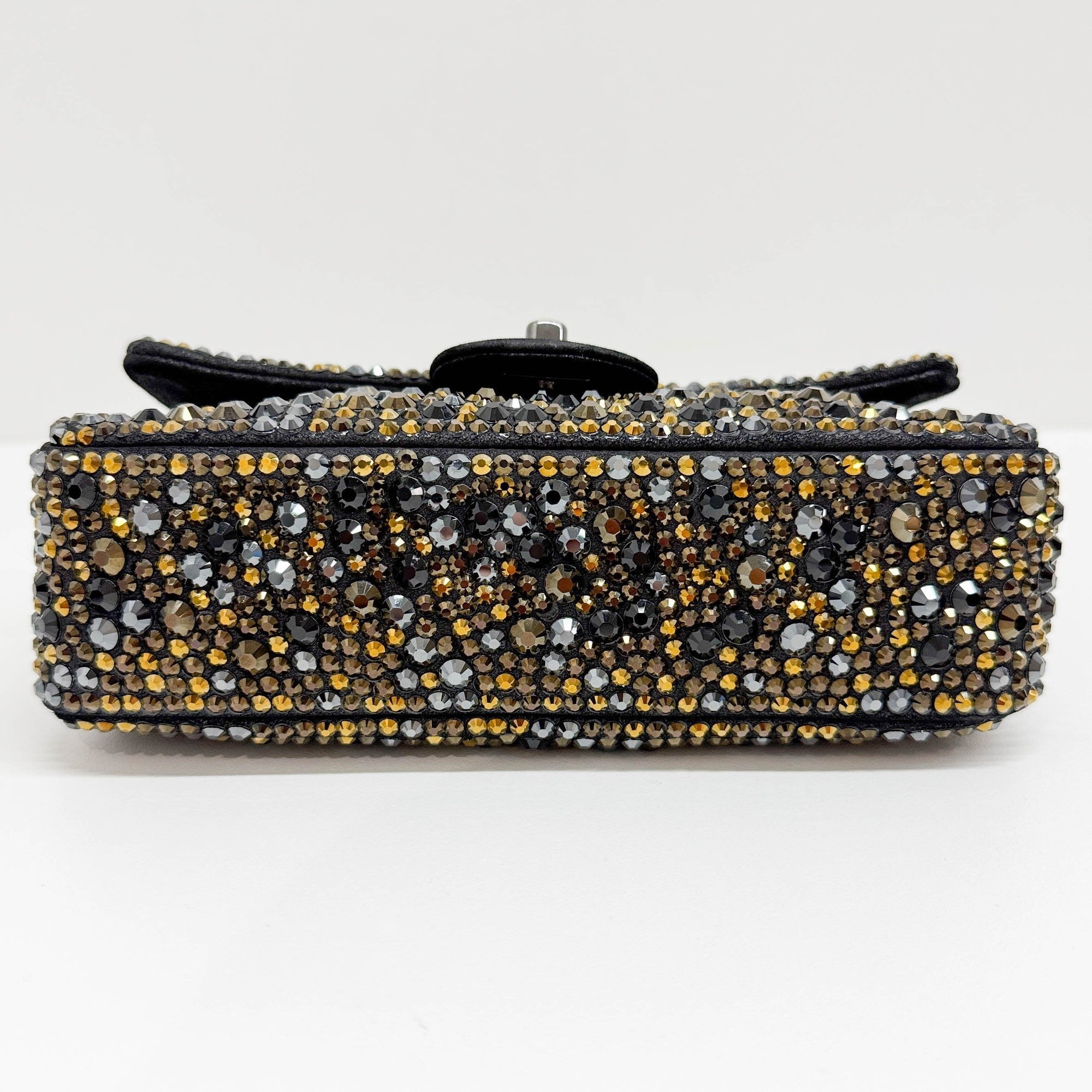 Mini Classic Flap Embellished Black Leather Shoulder Bag