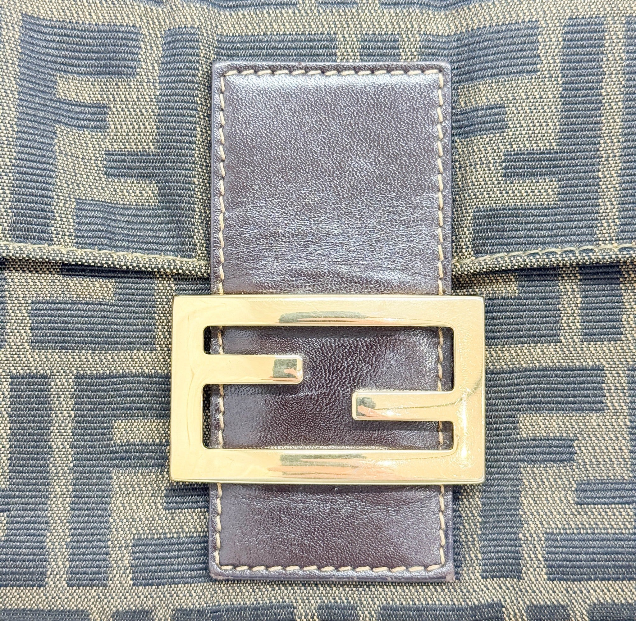 Baguette Brown Zucca Canvas Shoulder Bag