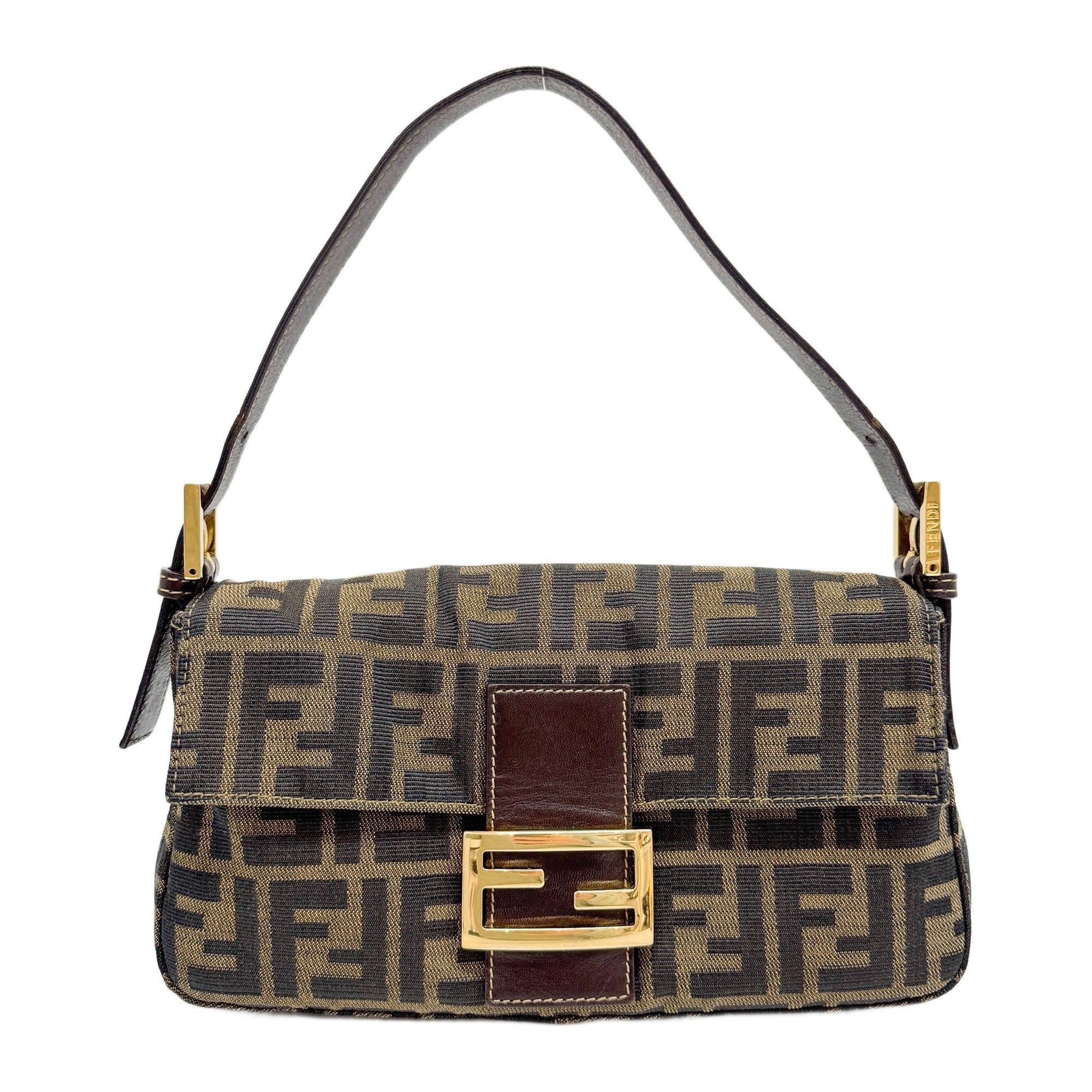 Baguette Brown Zucca Canvas Shoulder Bag