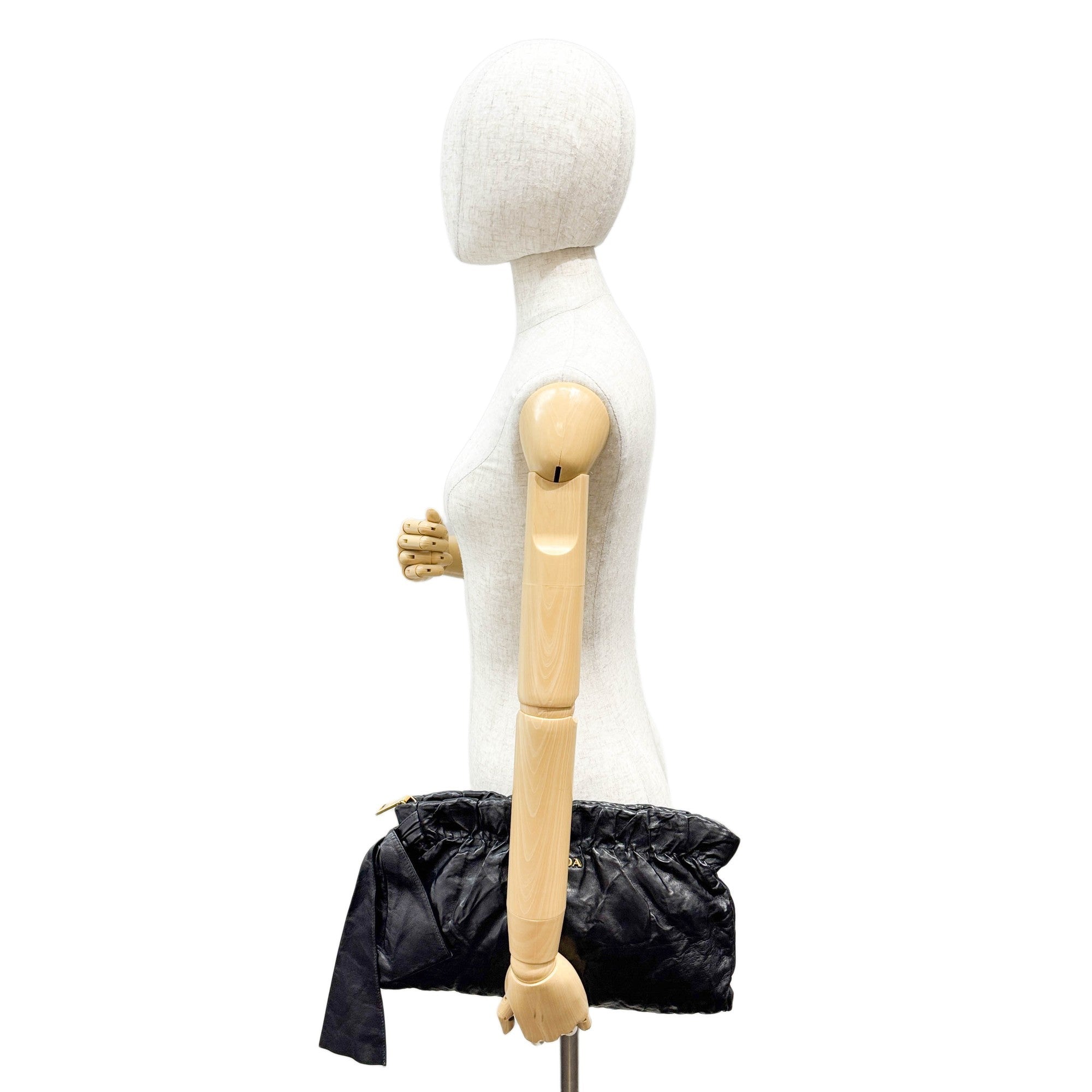 Bow Black Leather Clutch Bag