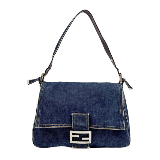Mamma Baguette Navy Denim Shoulder Bag