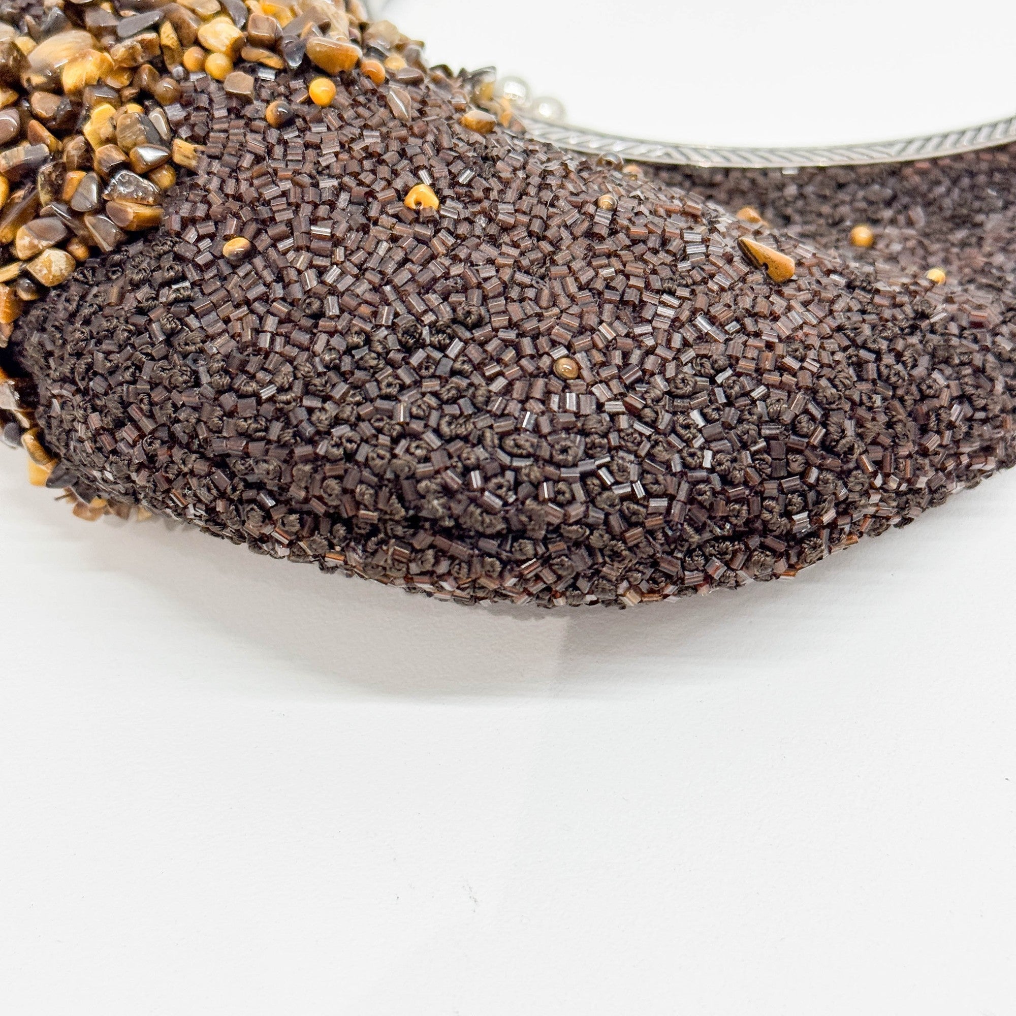 Brown Beaded Hand Bag