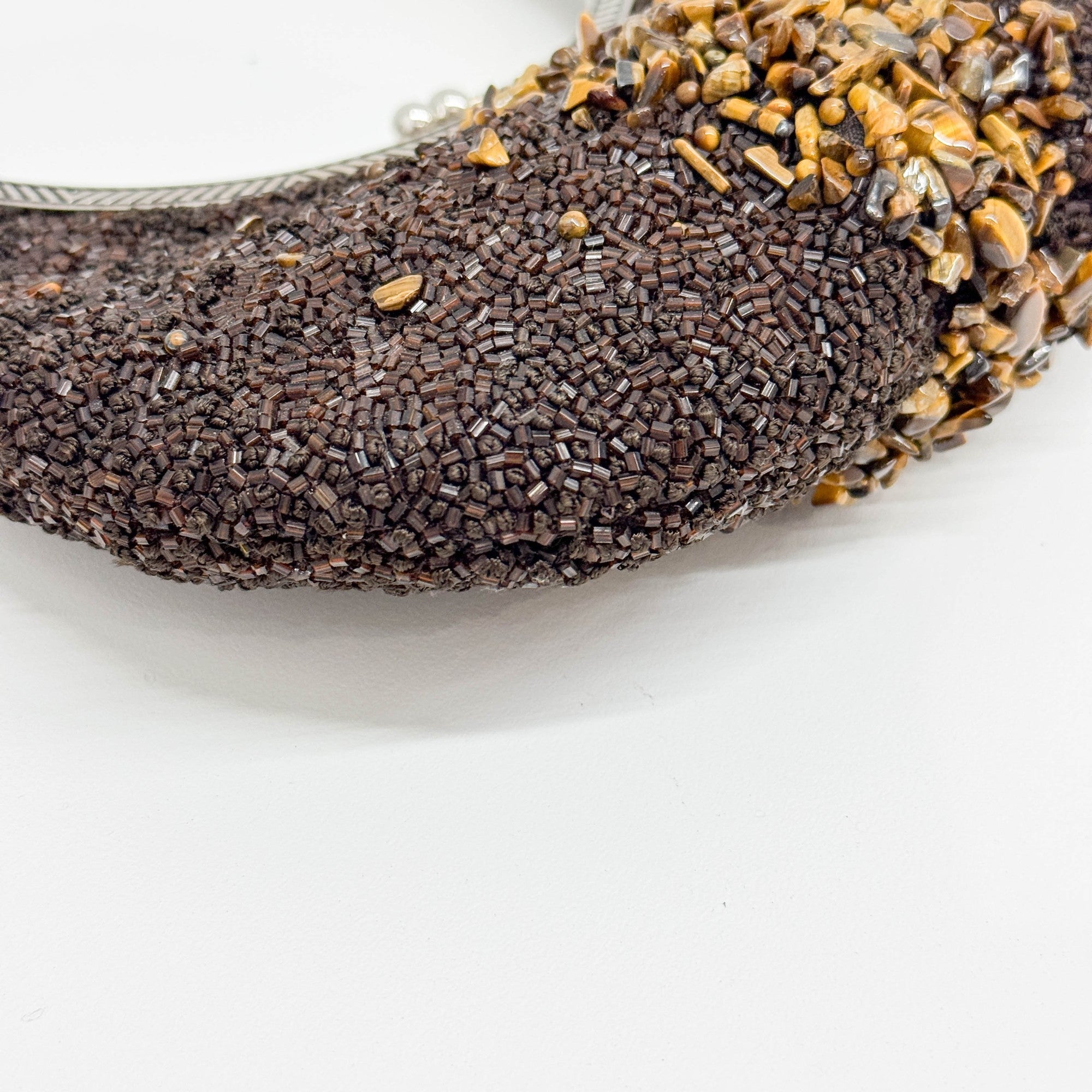 Brown Beaded Hand Bag