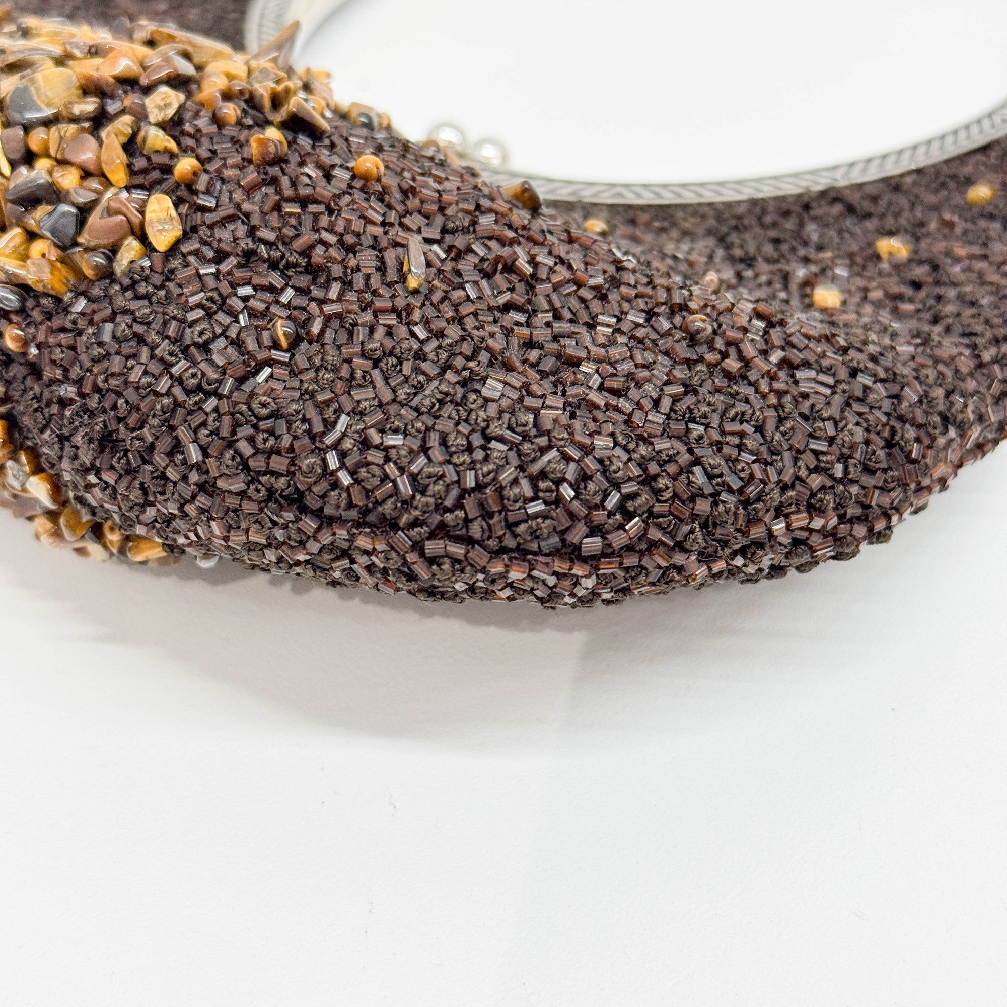 Brown Beaded Hand Bag