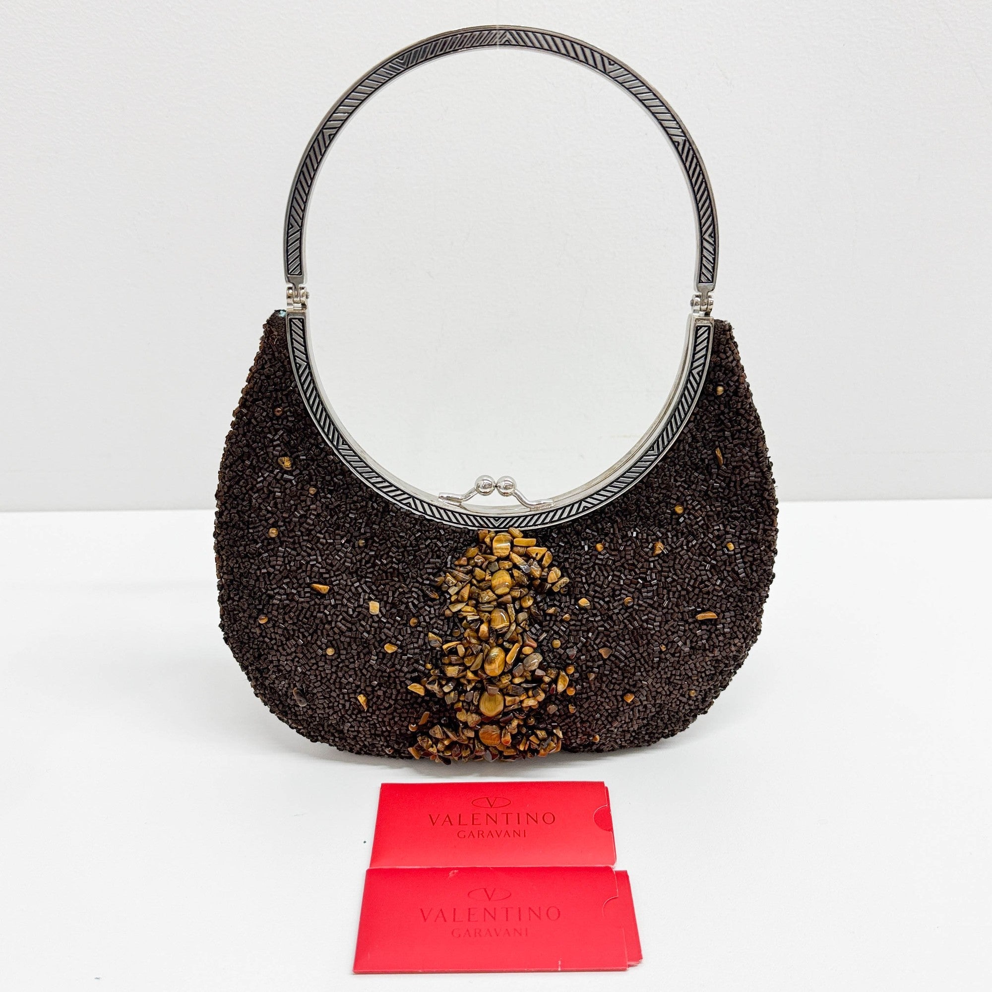 Brown Beaded Hand Bag