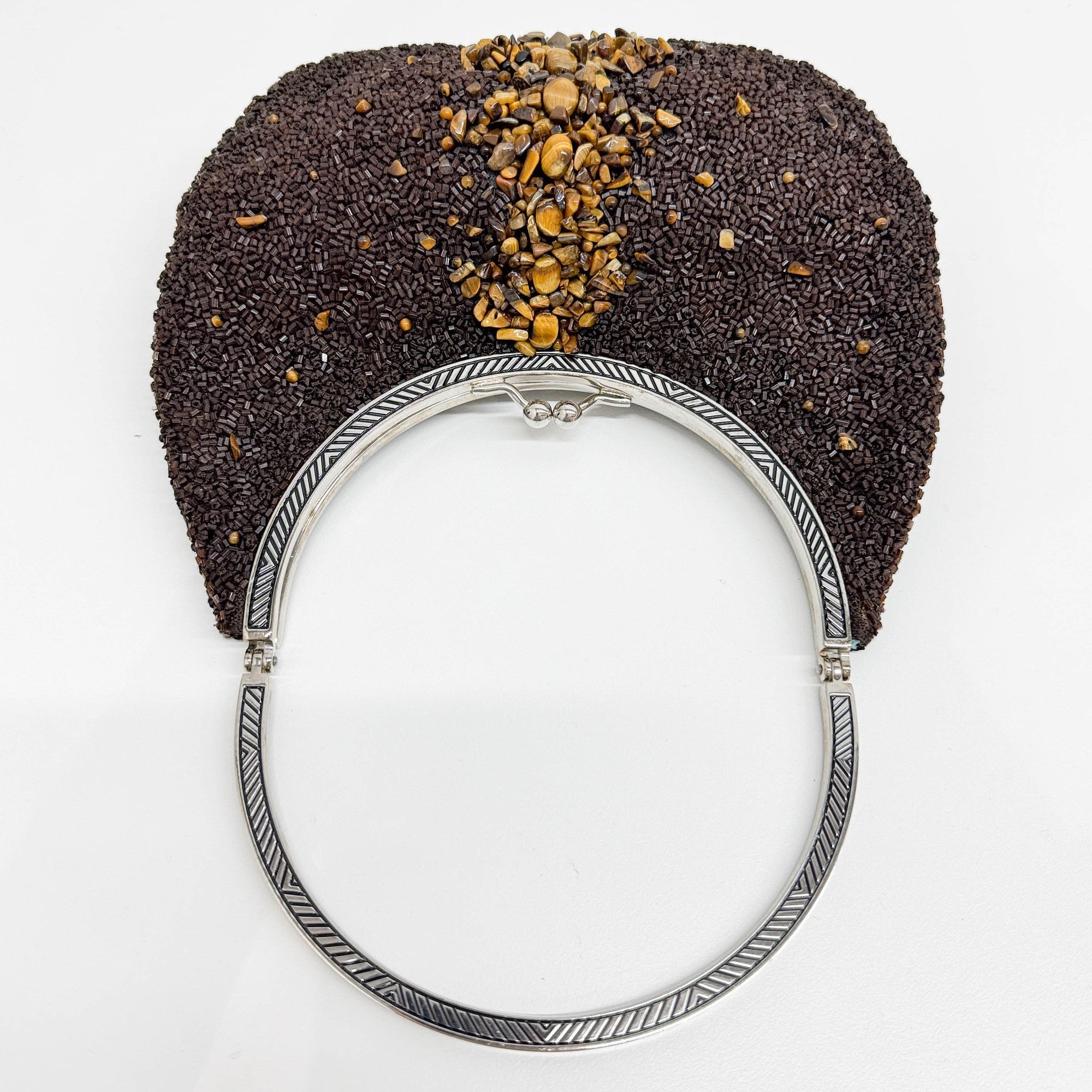 Brown Beaded Hand Bag