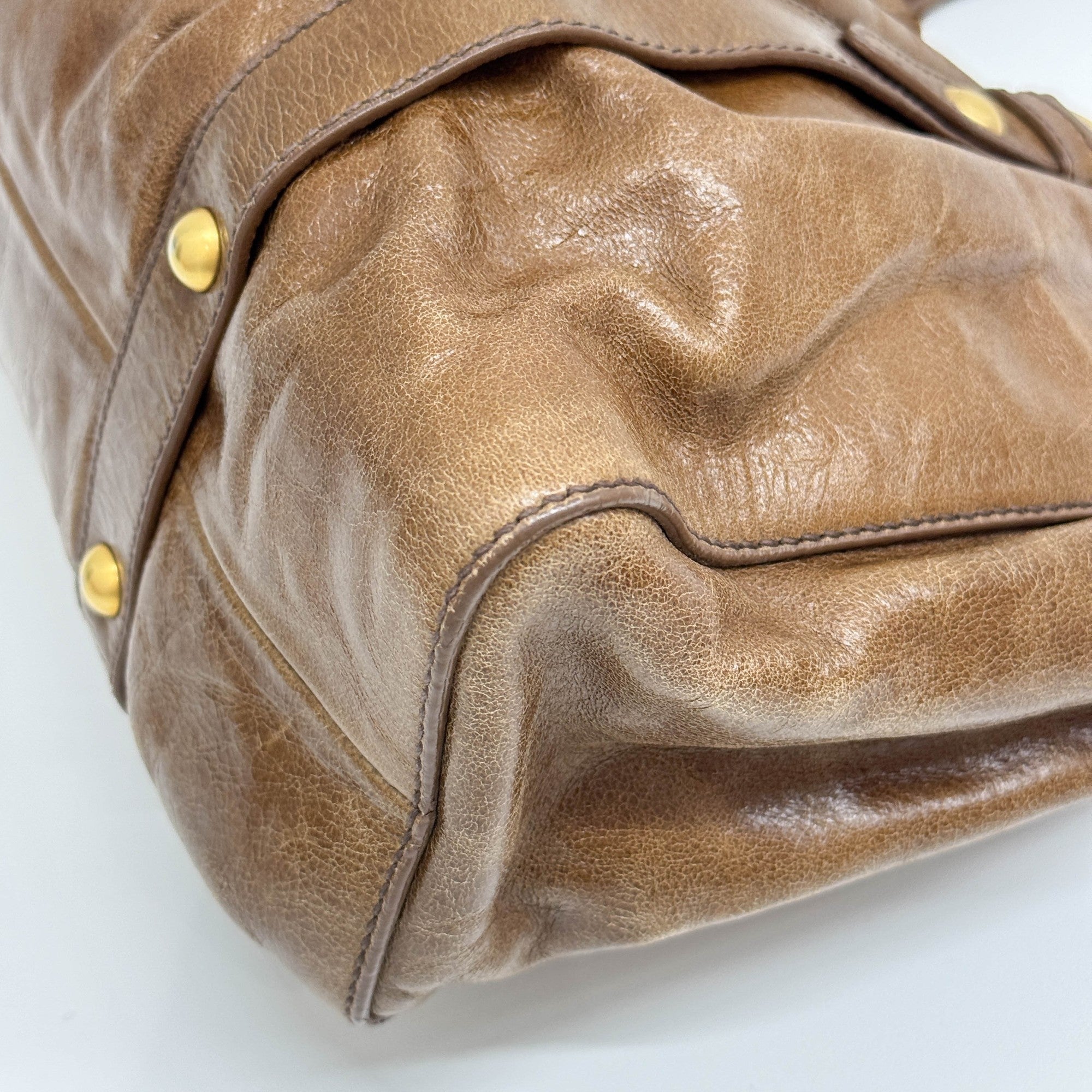 Vitello Brown Leather Two-Way Bag